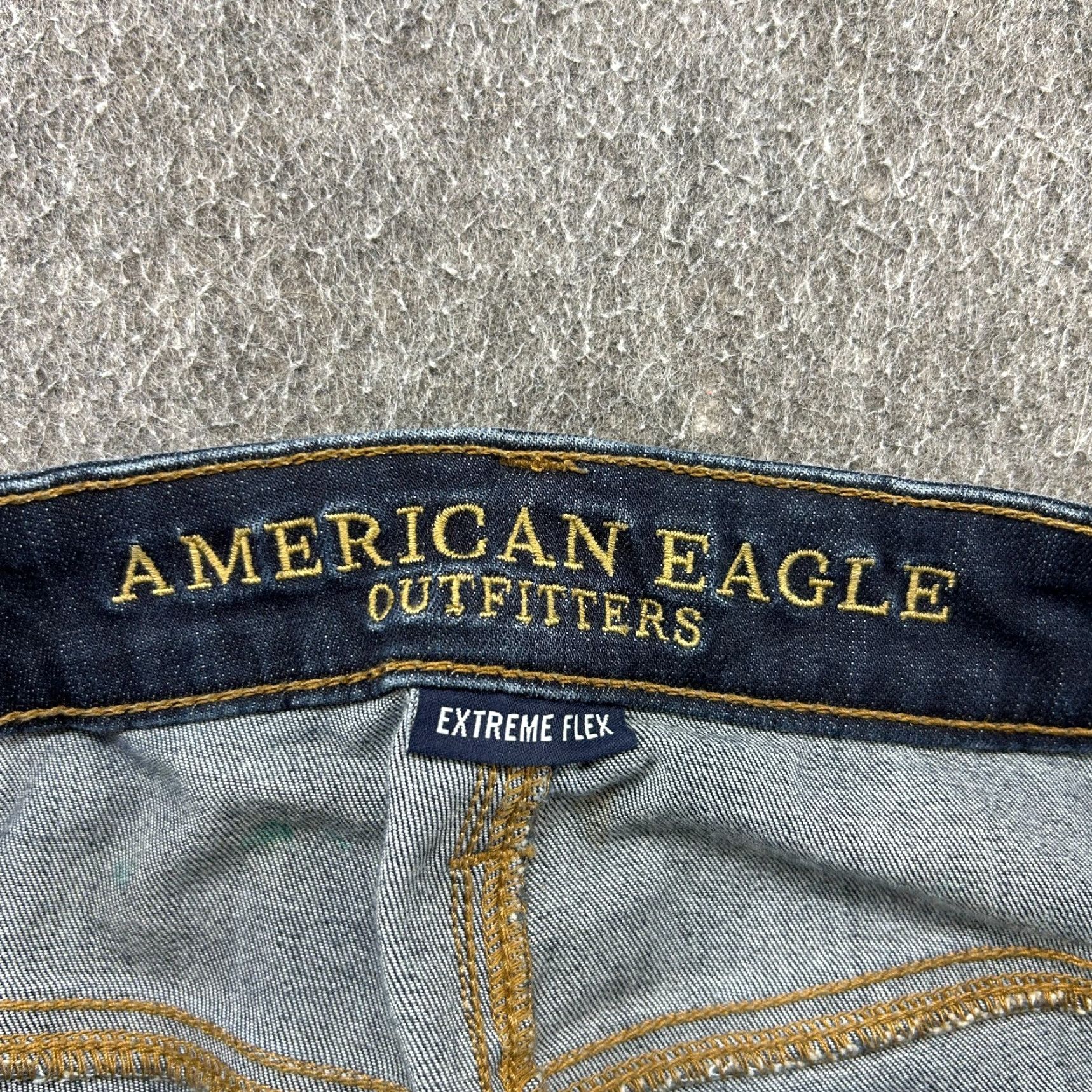American Eagle Outfitters American Eagle Jeans Mens 28x30 Denim Skinny Relaxed Dark Wash Distressed 5-Pocket Design Blue Cotton Stretch Leather? Wait no leather. Size US 28 / EU 44 - 6 Thumbnail