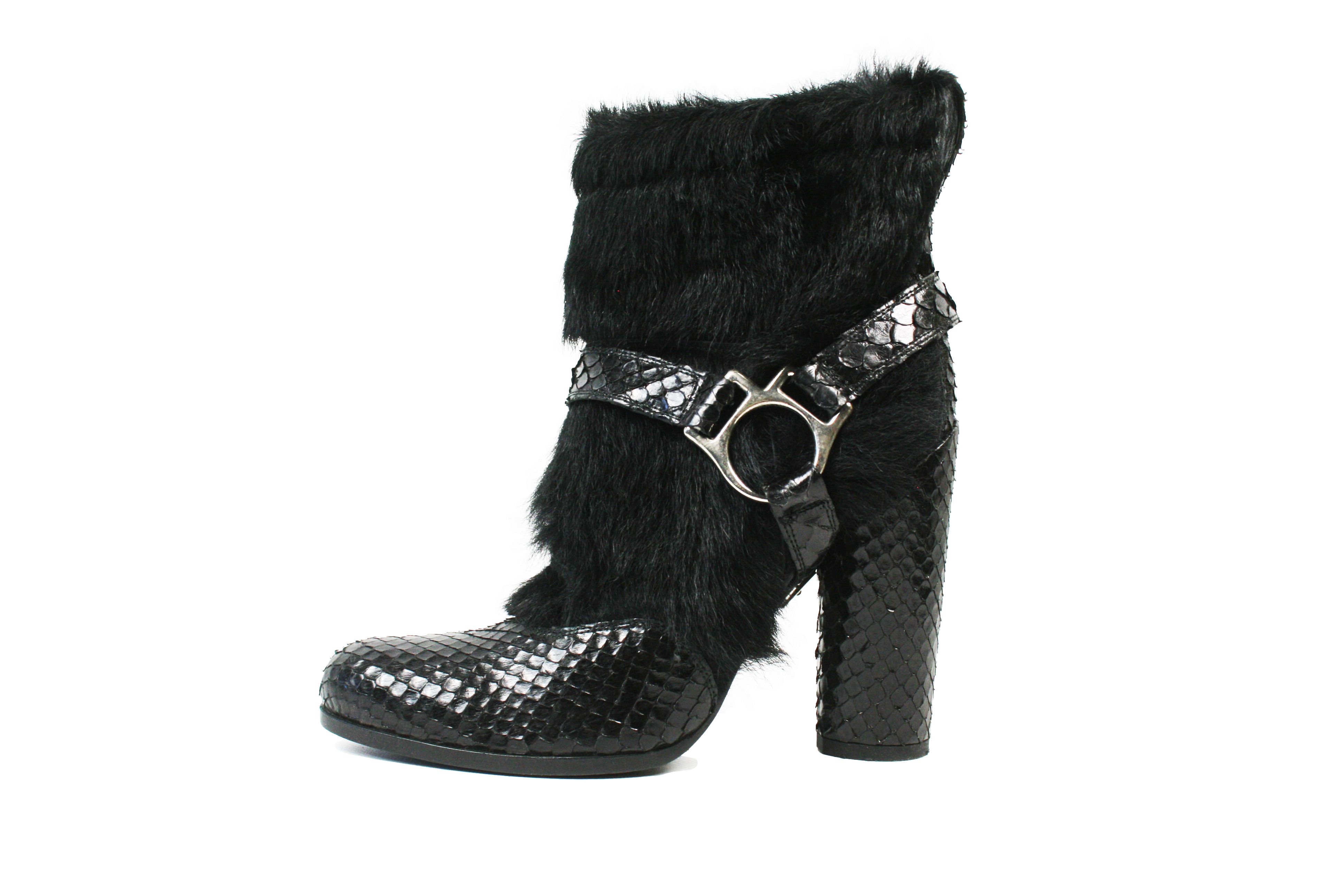 Gianni Barbato 00S Avant Garde Chewbacca Straps Fur Heeled Boots Vintage Size US 9 / IT 39 - 1 Thumbnail