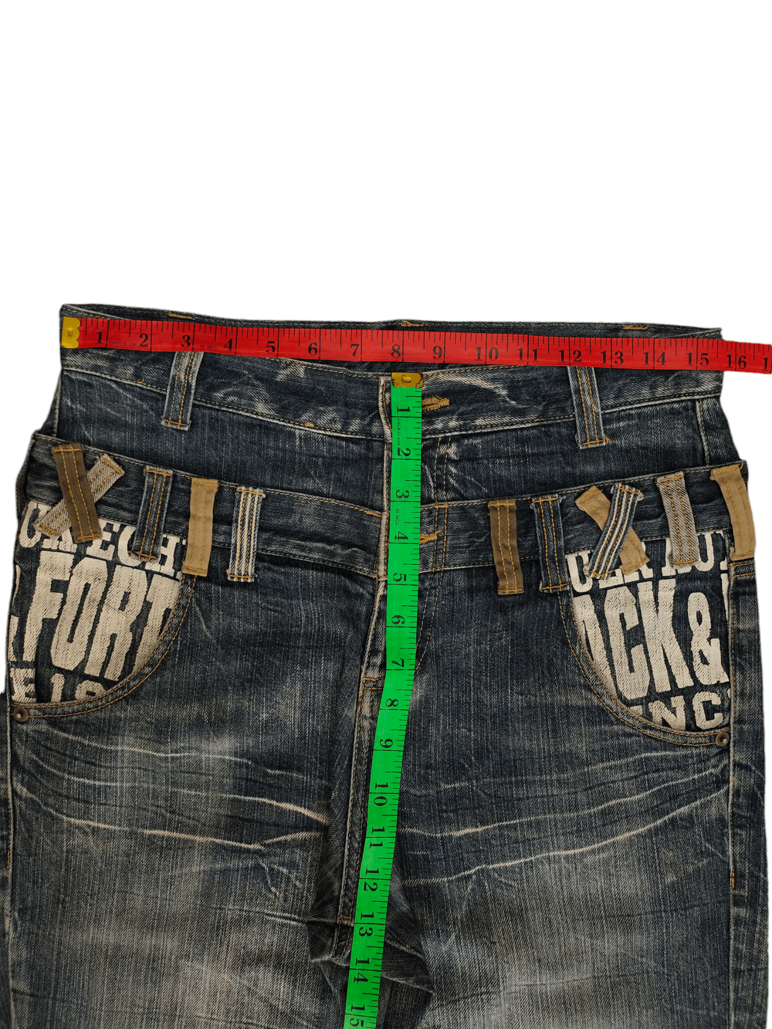 If Six Was Nine Vintage Y2k Back & Forth Clawmark Faded Double Waist Jeans Size US 31 - 6 Thumbnail