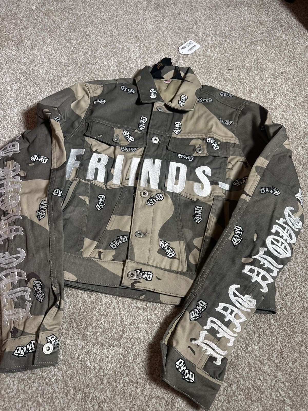 Vlone Beige Green Dice Camo Denim Jacket Size S Size US S / EU 44-46 / 1 - 6 Thumbnail
