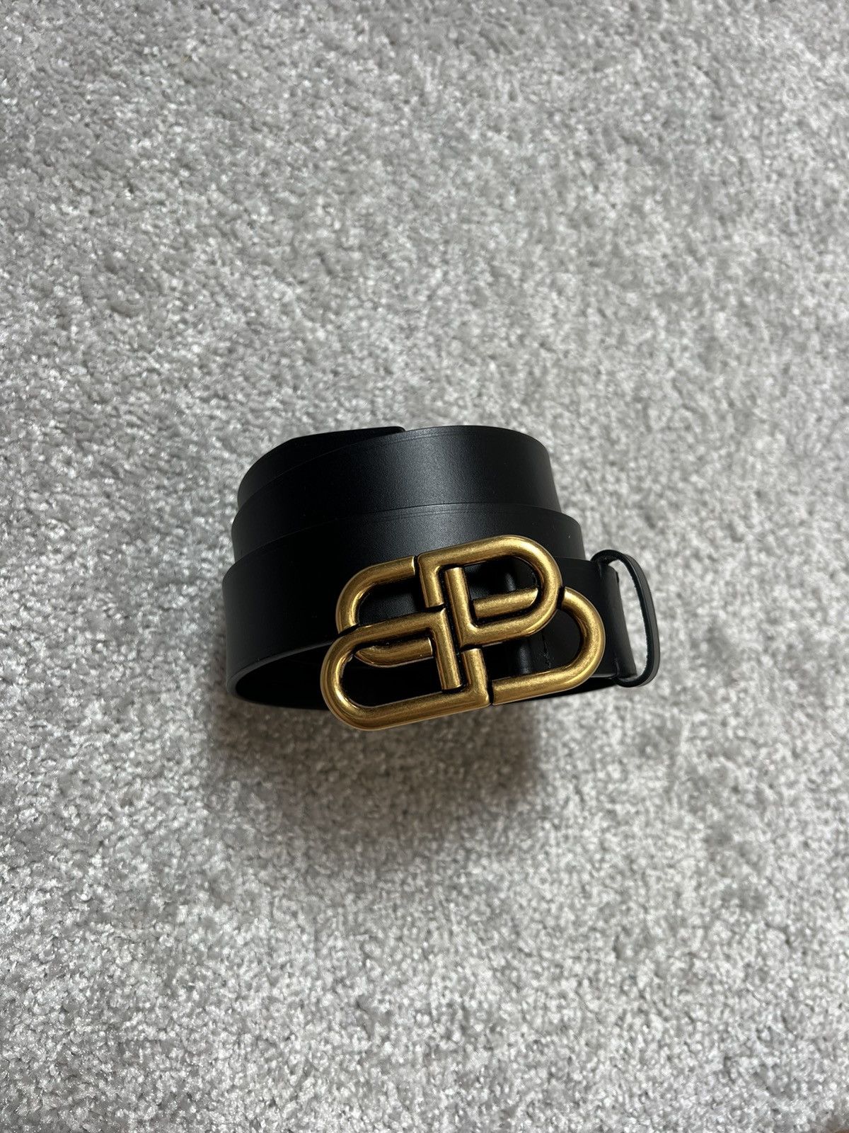 Balenciaga Balenciaga BB Gold Buckle Leather Belt Size ONE SIZE - 3 Thumbnail