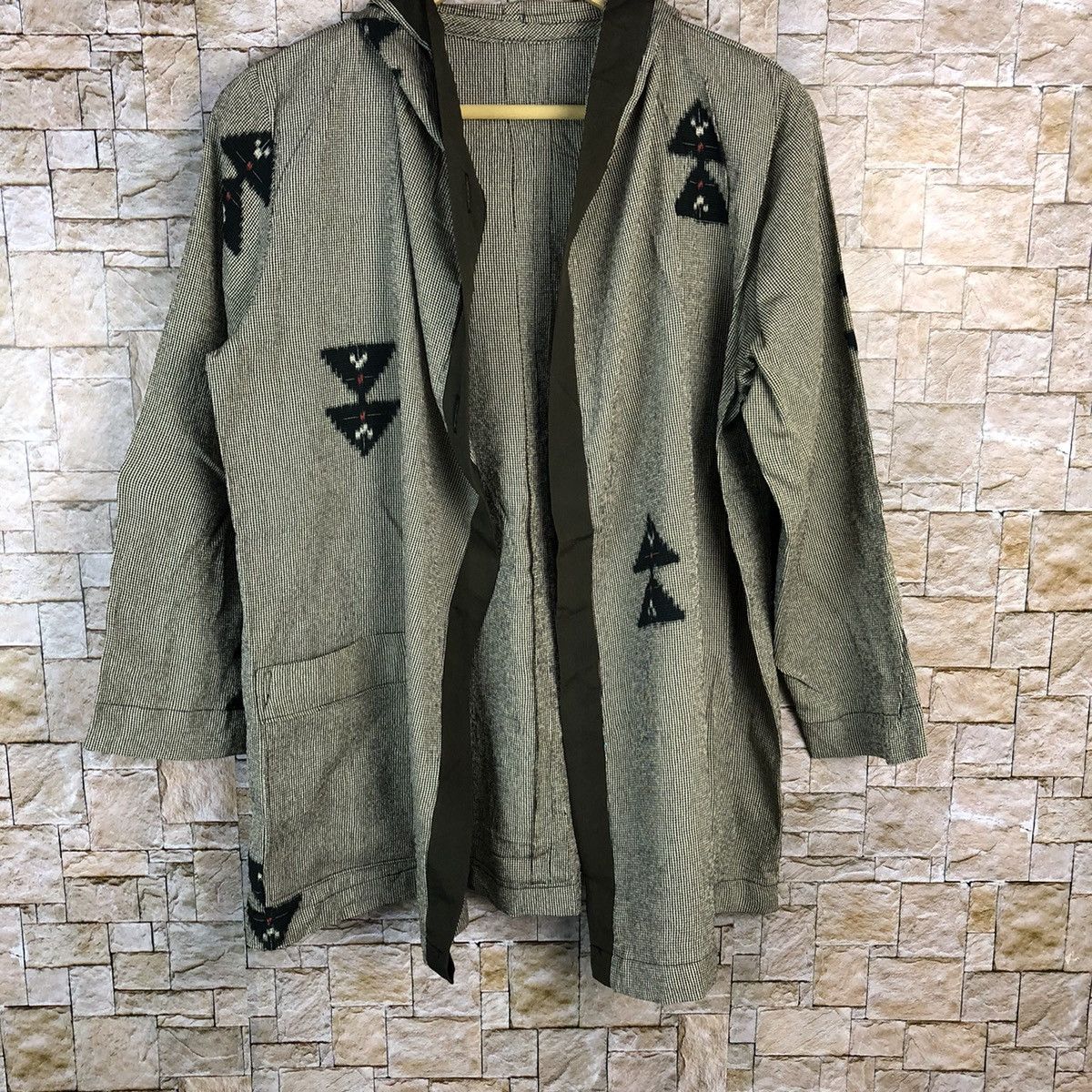 Homespun Knitwear Japan navajo Grey cardigan hoodie Knitwear #A808 Size US M / EU 48-50 / 2 - 3 Thumbnail