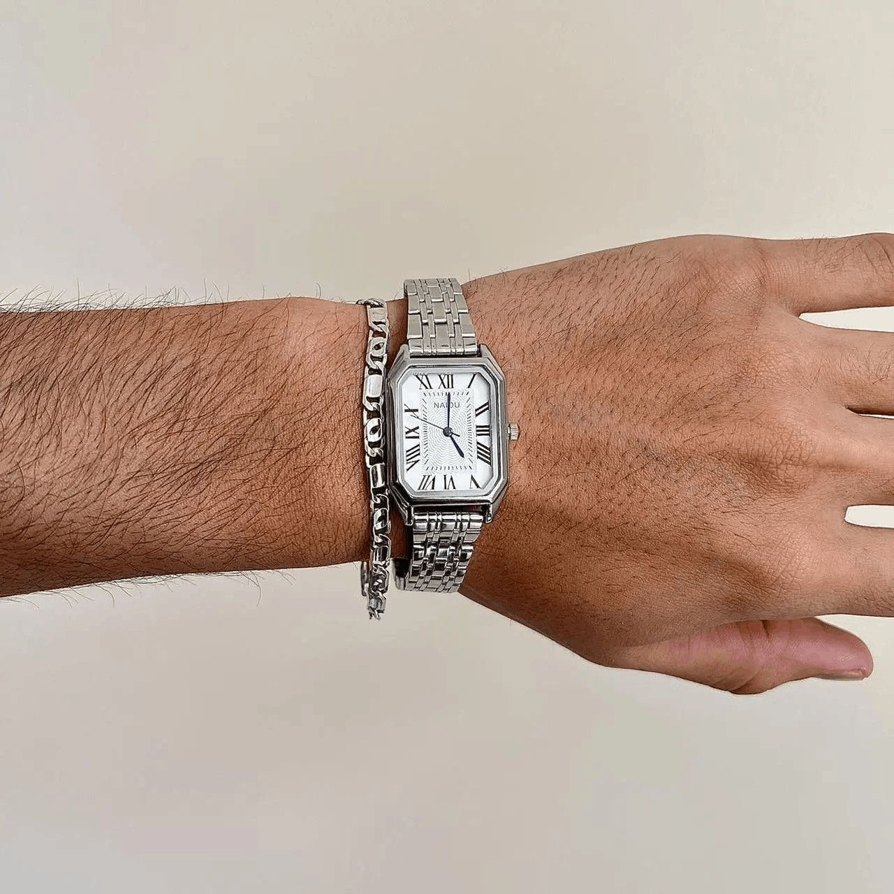 Jewelry 2000s vintage dope rectangle stainless steel quartz watch Size ONE SIZE - 5 Thumbnail