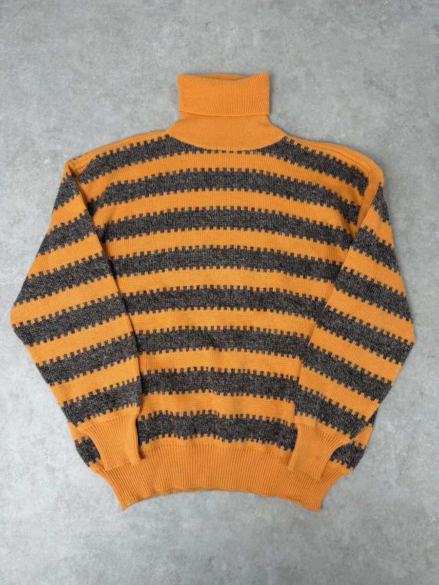 Emporio Armani 1980s Emporio Armani Orange & Grey Wool Turtleneck Sweater Size US S / EU 44-46 / 1 - 1 Thumbnail