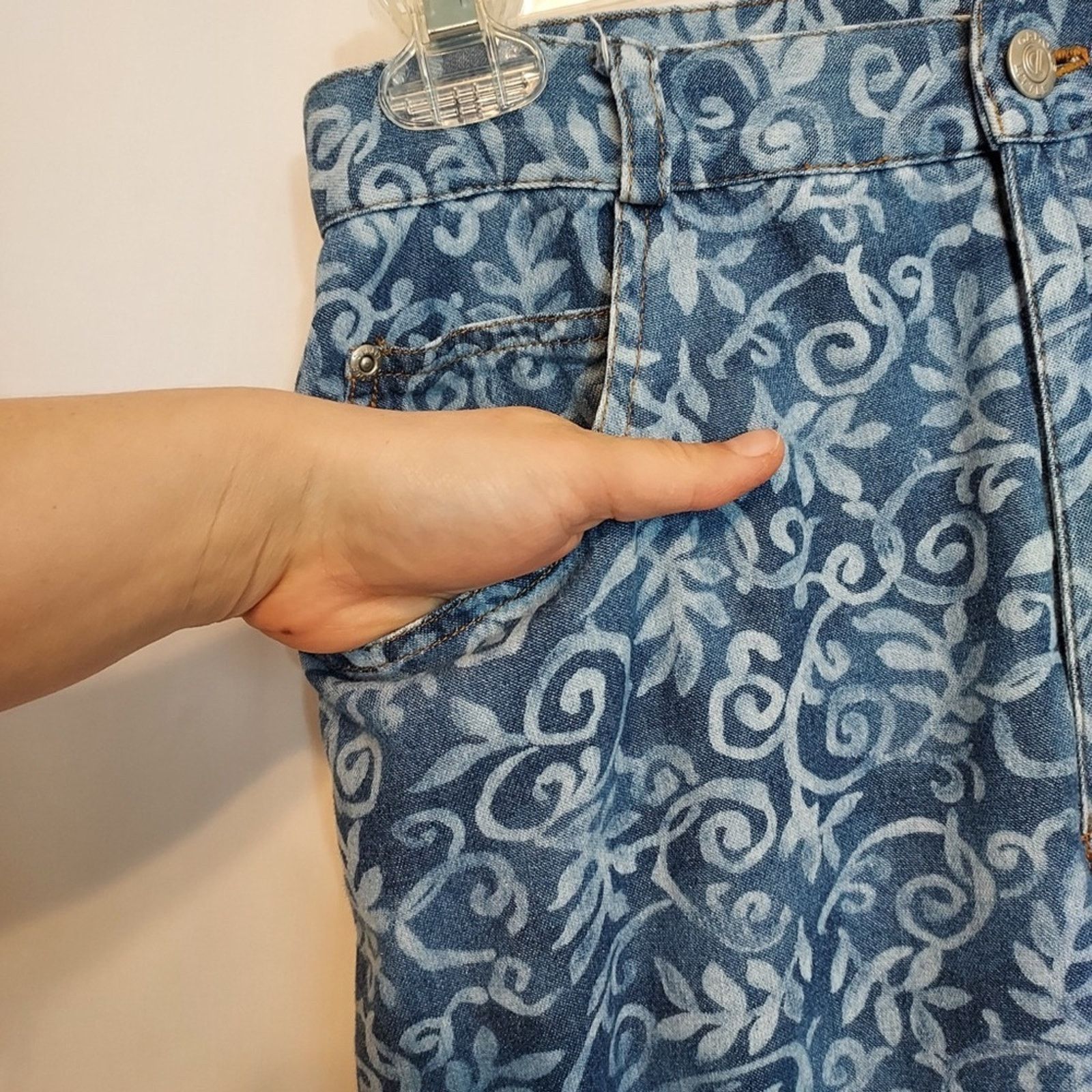 Other Carole Little Blue White Floral Denim High Rise Jeans Pants Size 28" / US 6 / IT 42 - 4 Thumbnail