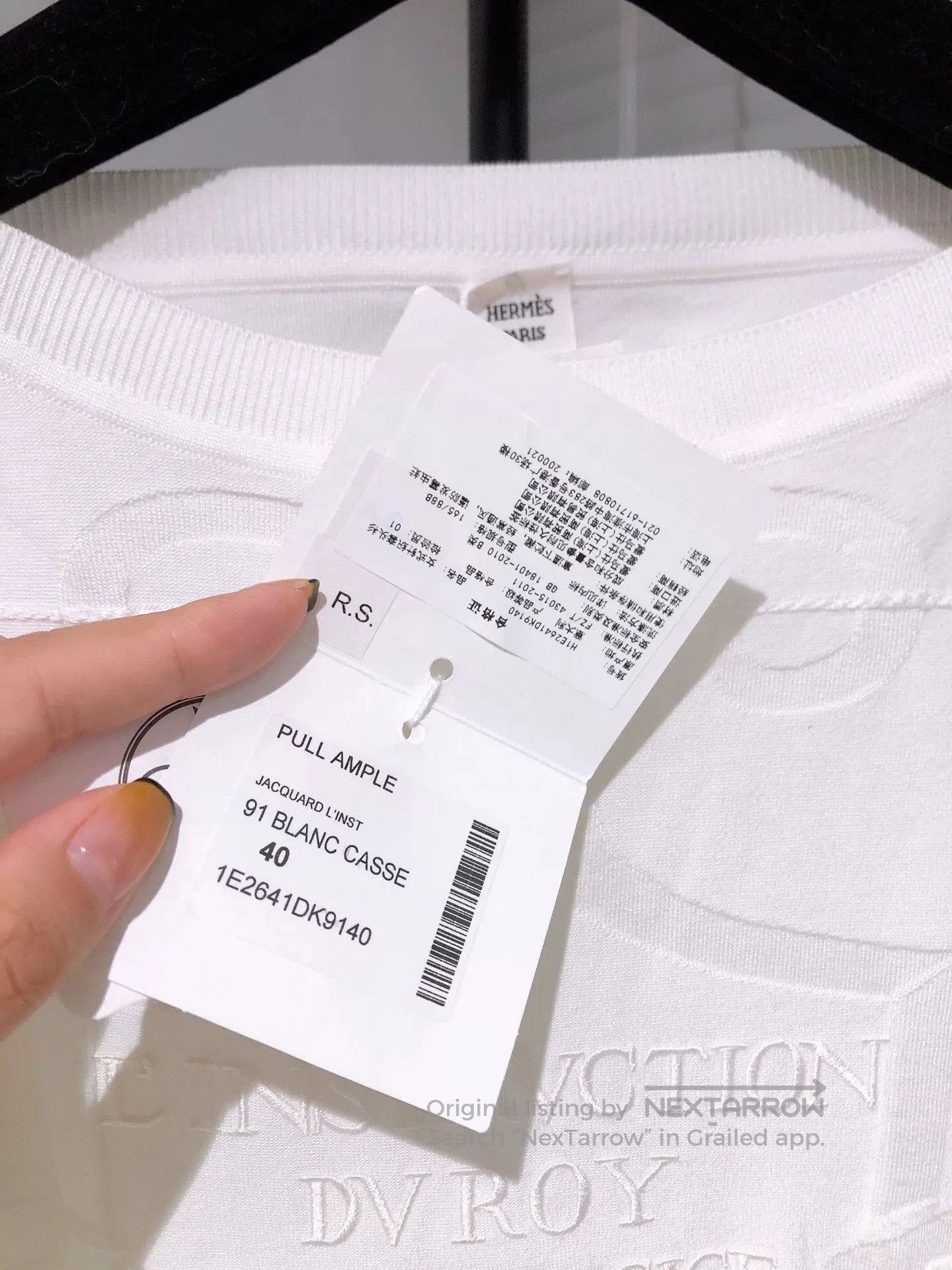 Hermes Hermes White Jacquard Embroidered Sweater. Size US XL / EU 56 / 4 - 6 Thumbnail