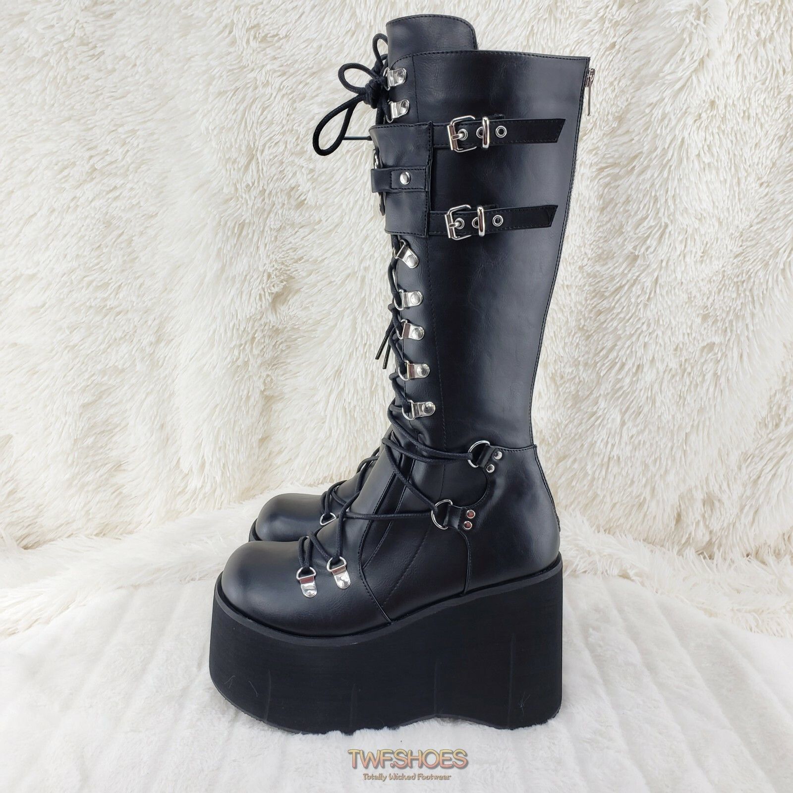Other DEMONIA Kera 200 Black Shin Shield Knee Boot 4.5" Platform G Size US 9 / IT 39 - 8 Thumbnail