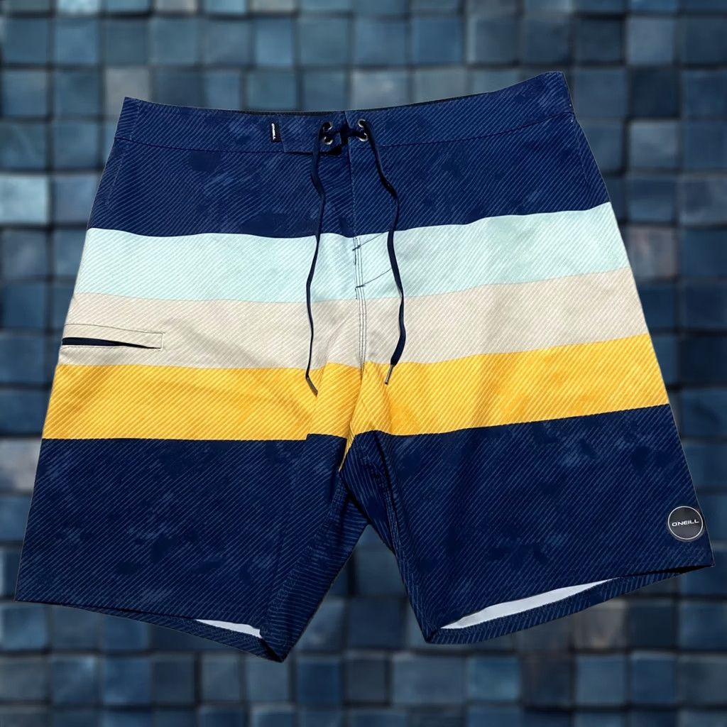 O'Neill O'Neill Mens Board Shorts Multicolor Striped 34 Bermuda Inseam 9" Quick Dry Pockets Logo Zip Mens Size US 34 / EU 50 - 1 Thumbnail