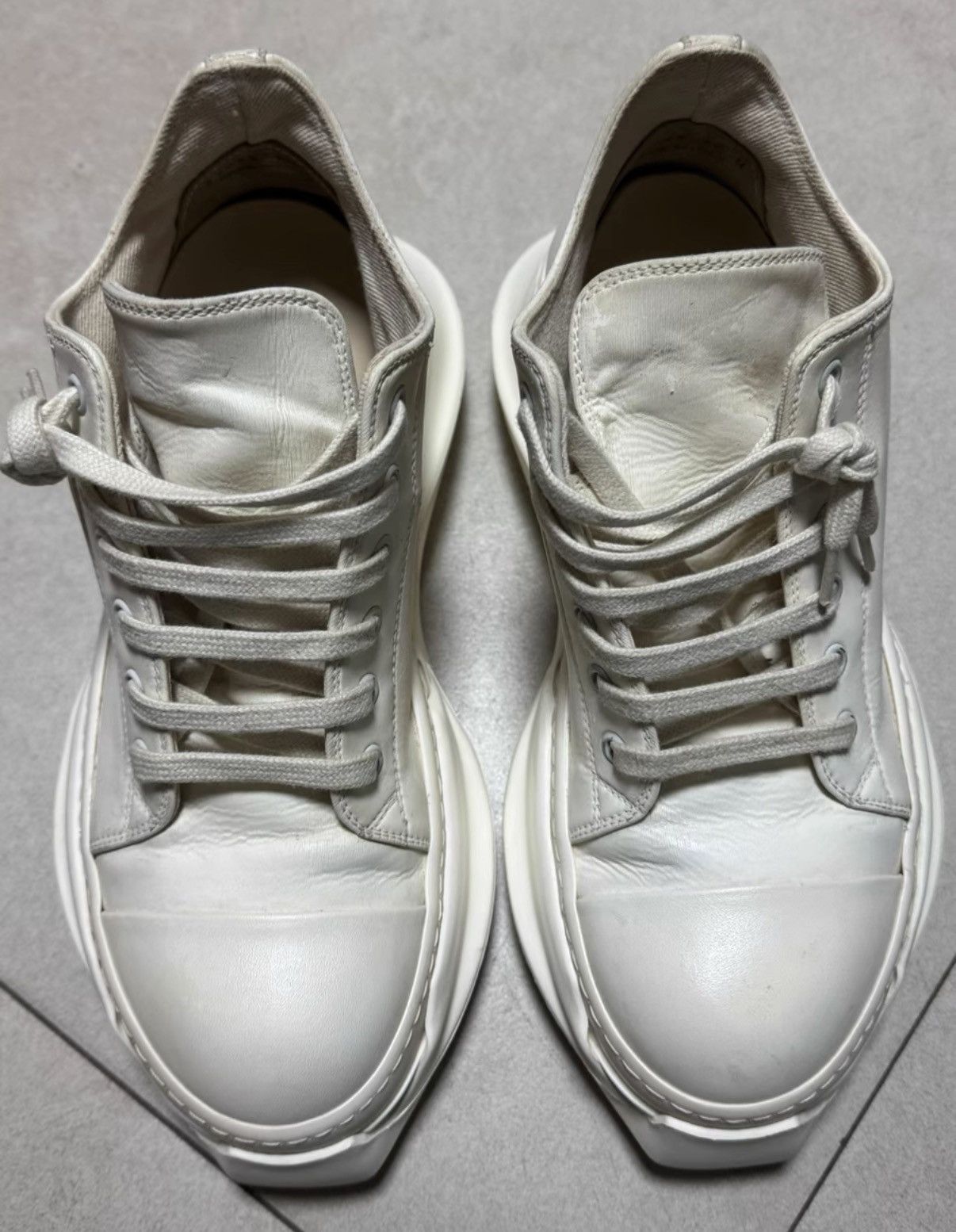 Rick Owens Rick Owens DRKSHDW Tank Sole Milk White Leather Sneakers K37 Size US 7 / EU 40 - 4 Thumbnail