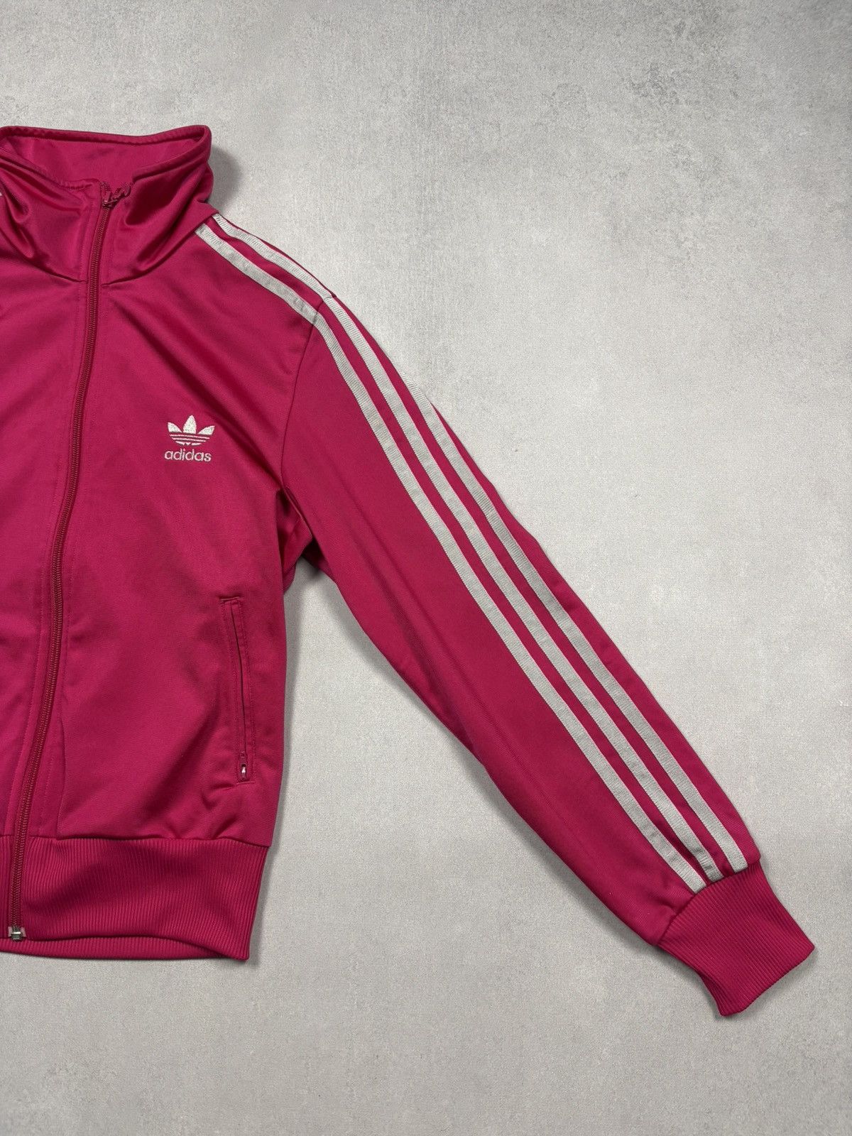 Adidas Vintage 2000s Adidas Trefoil Logo Track Jacket Pink Zip Y2K Size M / US 6-8 / IT 42-44 - 8 Thumbnail