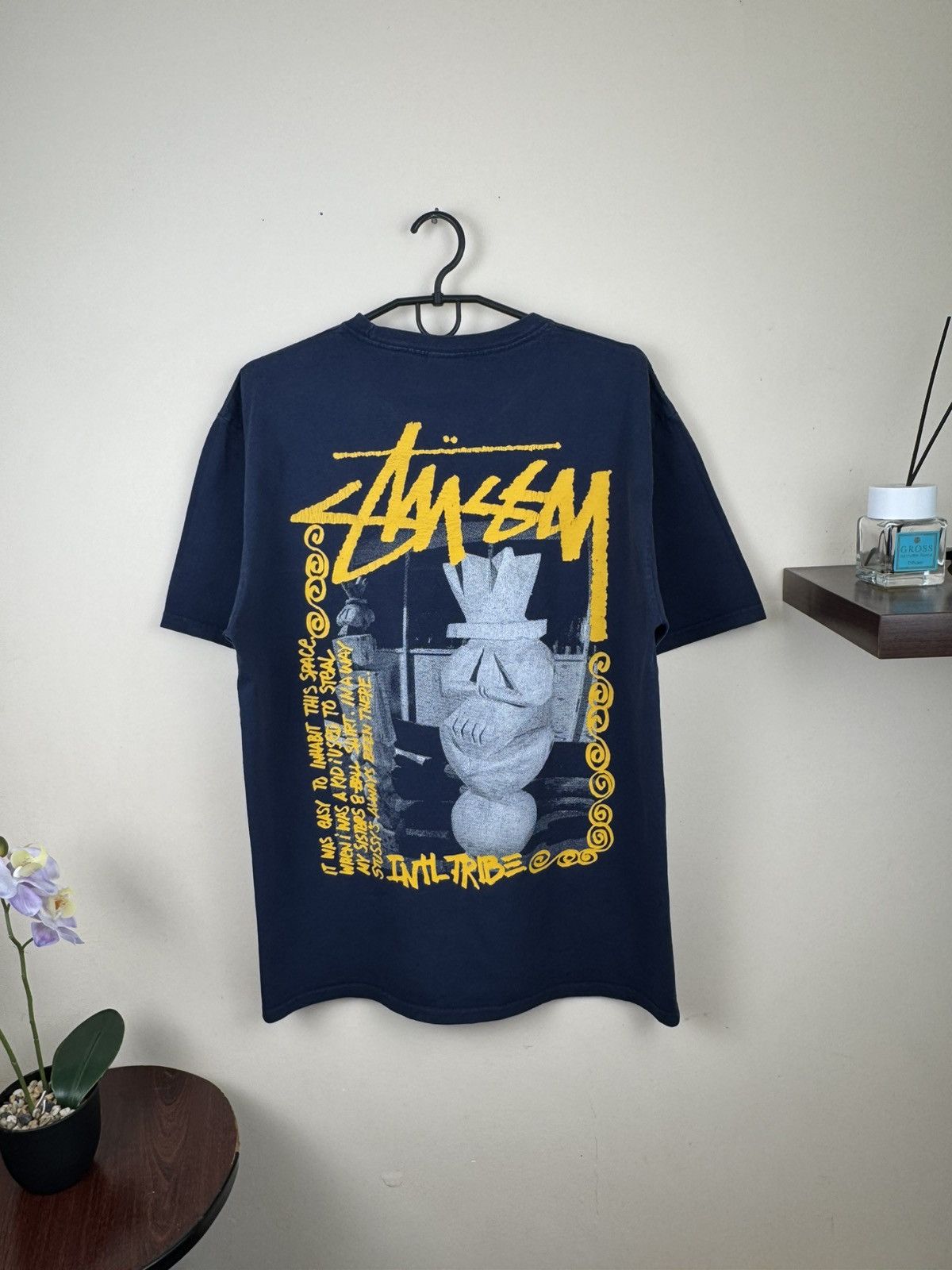 Stussy T shirt Tribe Blue Streetwear Surf Sz L Hype Rare