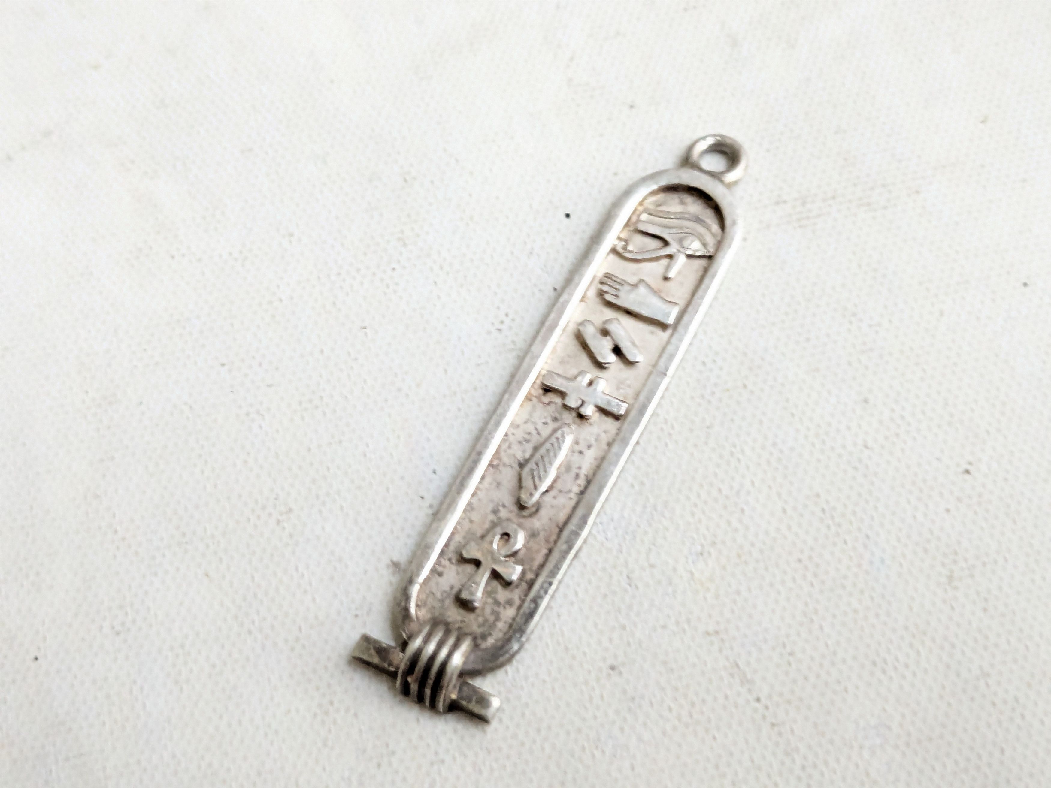 Jewelry Vintage Sterling Silver Cartouche Hieroglyphics Egyptia Size ONE SIZE - 1 Thumbnail