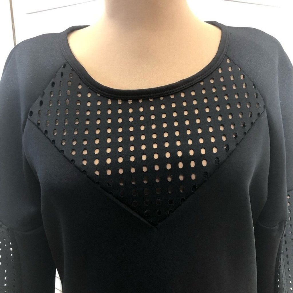 Fabletics Fabletics Sweatshirt Mini Dress black mesh Knee Length S Size S / US 4 / IT 40 - 10 Thumbnail