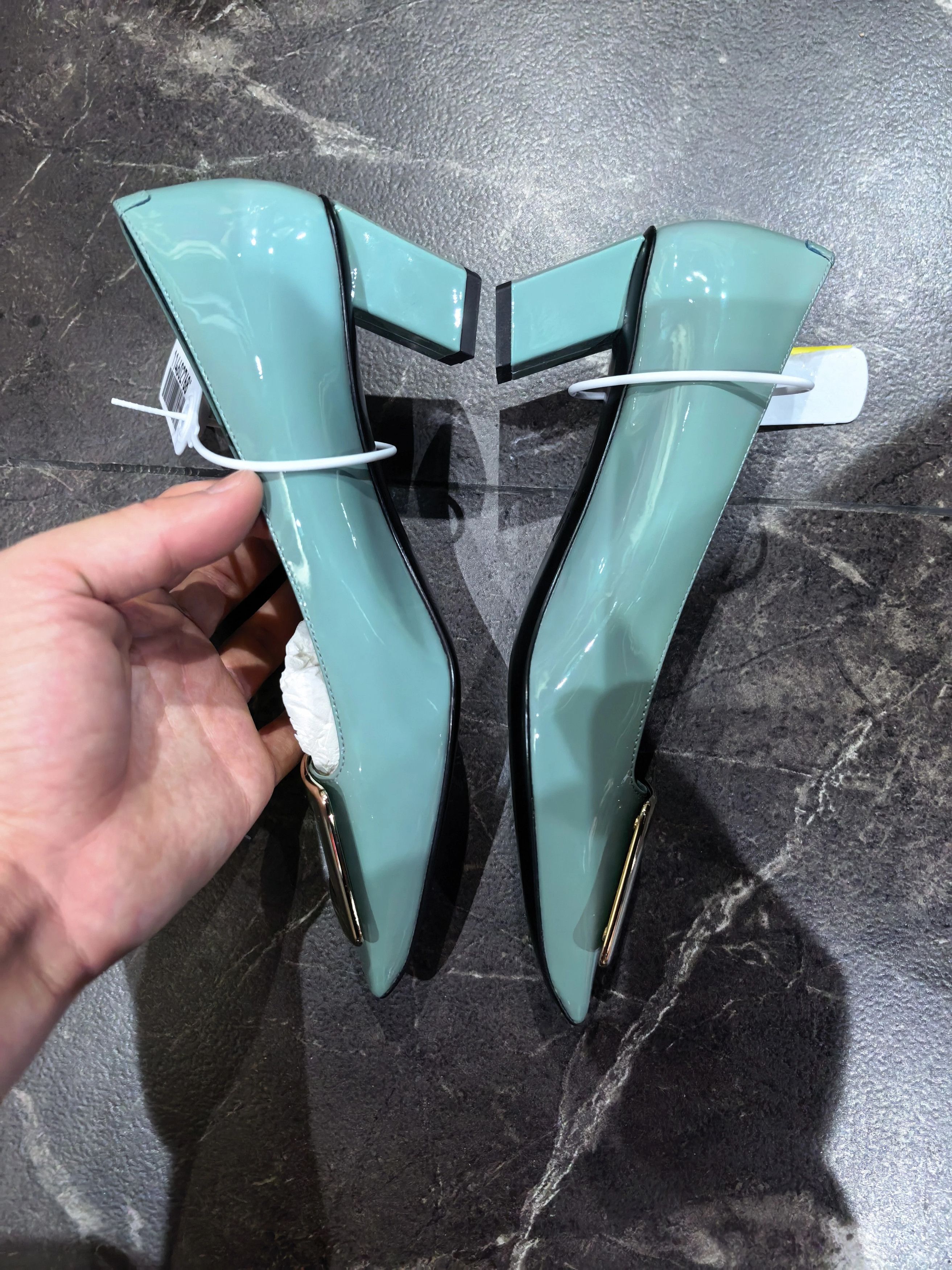 Roger Vivier RV New Square Buckle Patent Leather Heels 34 Size US 4 / IT 34 - 3 Thumbnail
