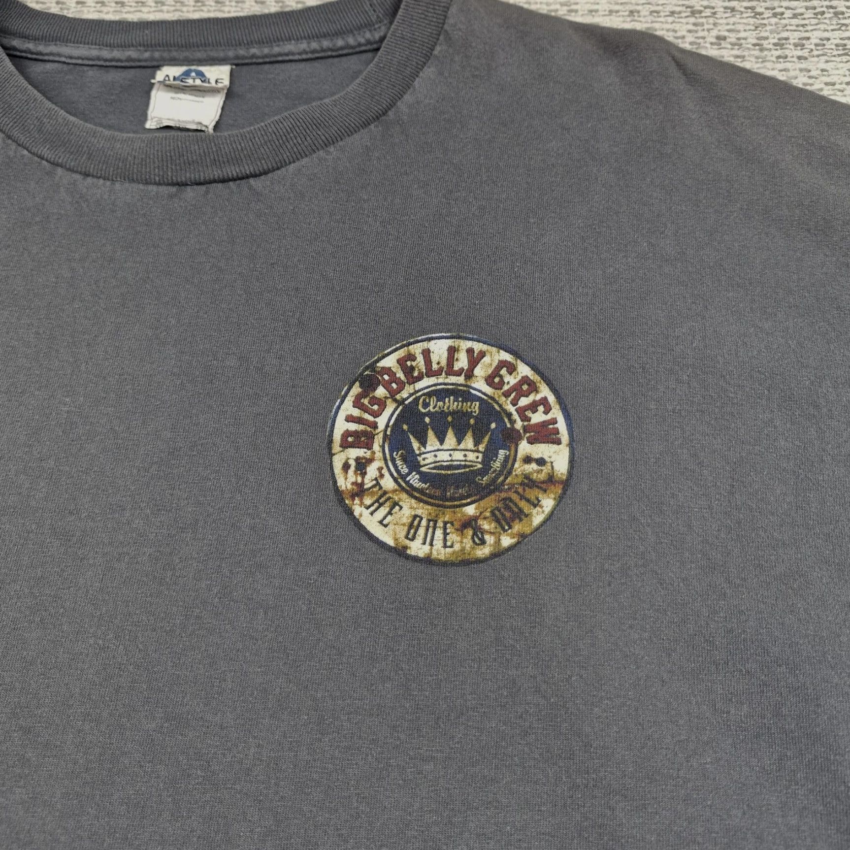 Vintage VINTAGE Alstyle Big Belly Crew Clothing Shirt Mens 2XL Graphic Tee Gray Crown Back Print Size US XXL / EU 58 / 5 - 7 Thumbnail