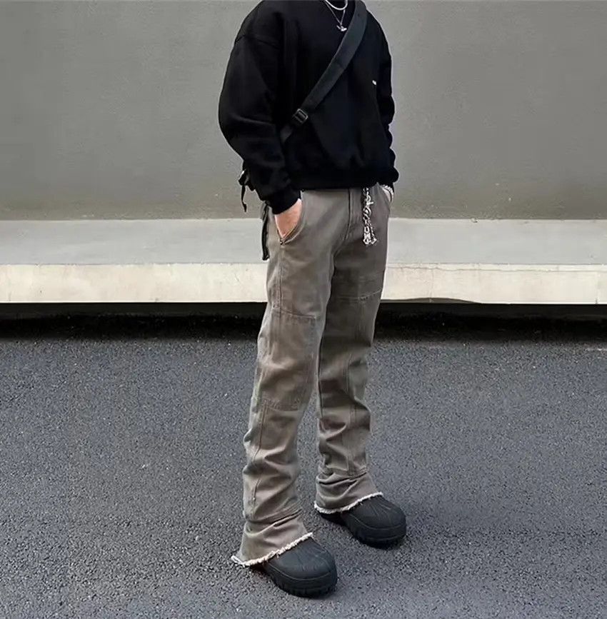 Designer × Japanese Brand Khaki Flared Jeans Y2K Patchwork Size US 30 / EU 46 - 5 Thumbnail