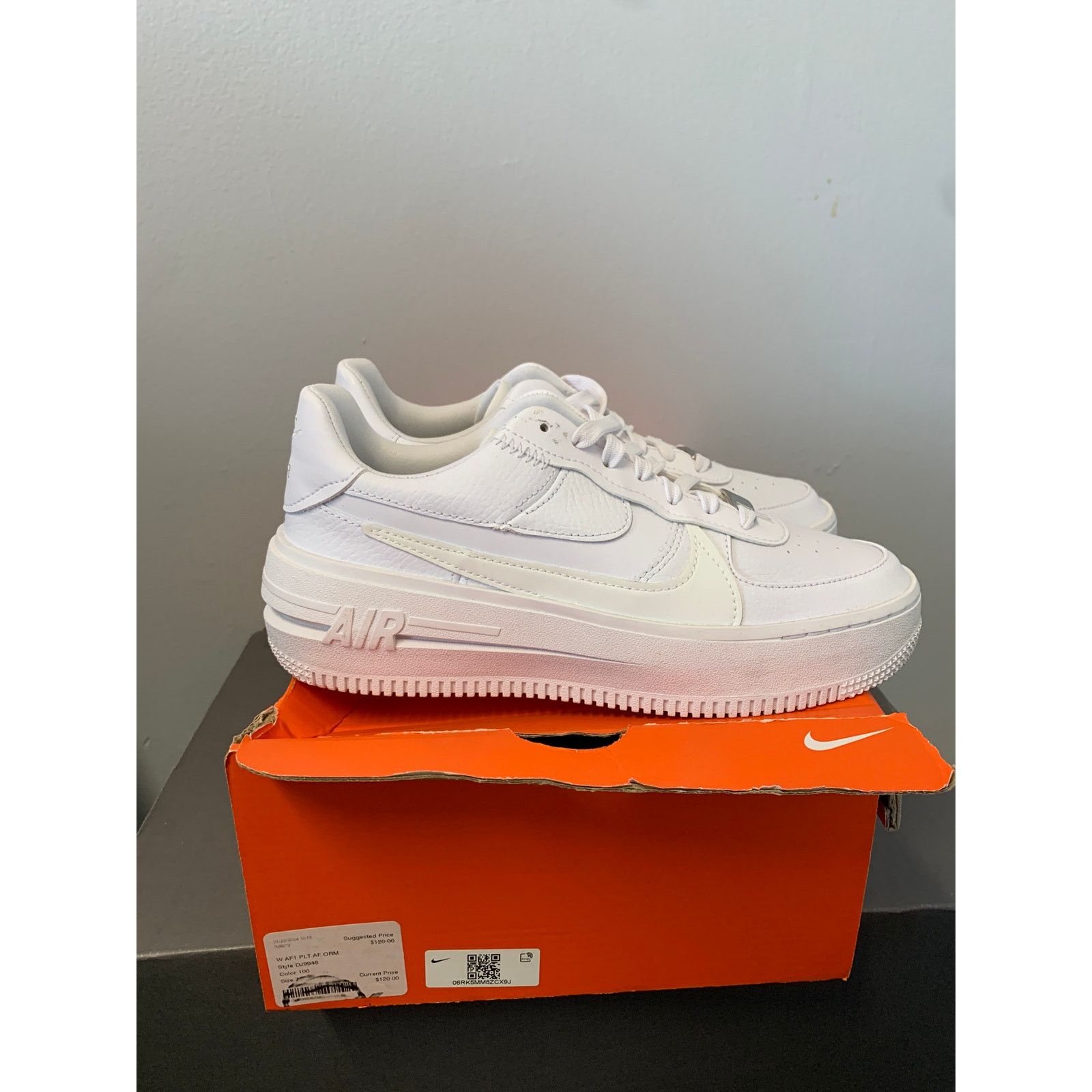 Nike Nike Air Force 1 PLT.AF.ORM Triple White Women's Size 7 NEW Size US 7 / IT 37 - 2 Thumbnail