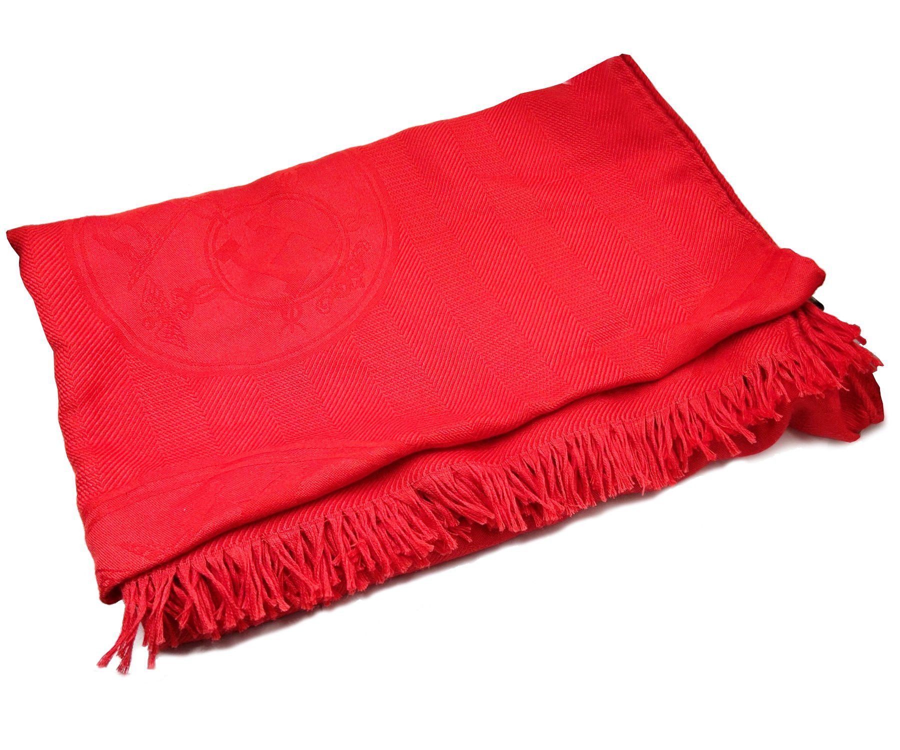Hermes Hermes Red New Libris Jacquard Cashmere Silk Stole Shawl Size ONE SIZE - 1 Thumbnail