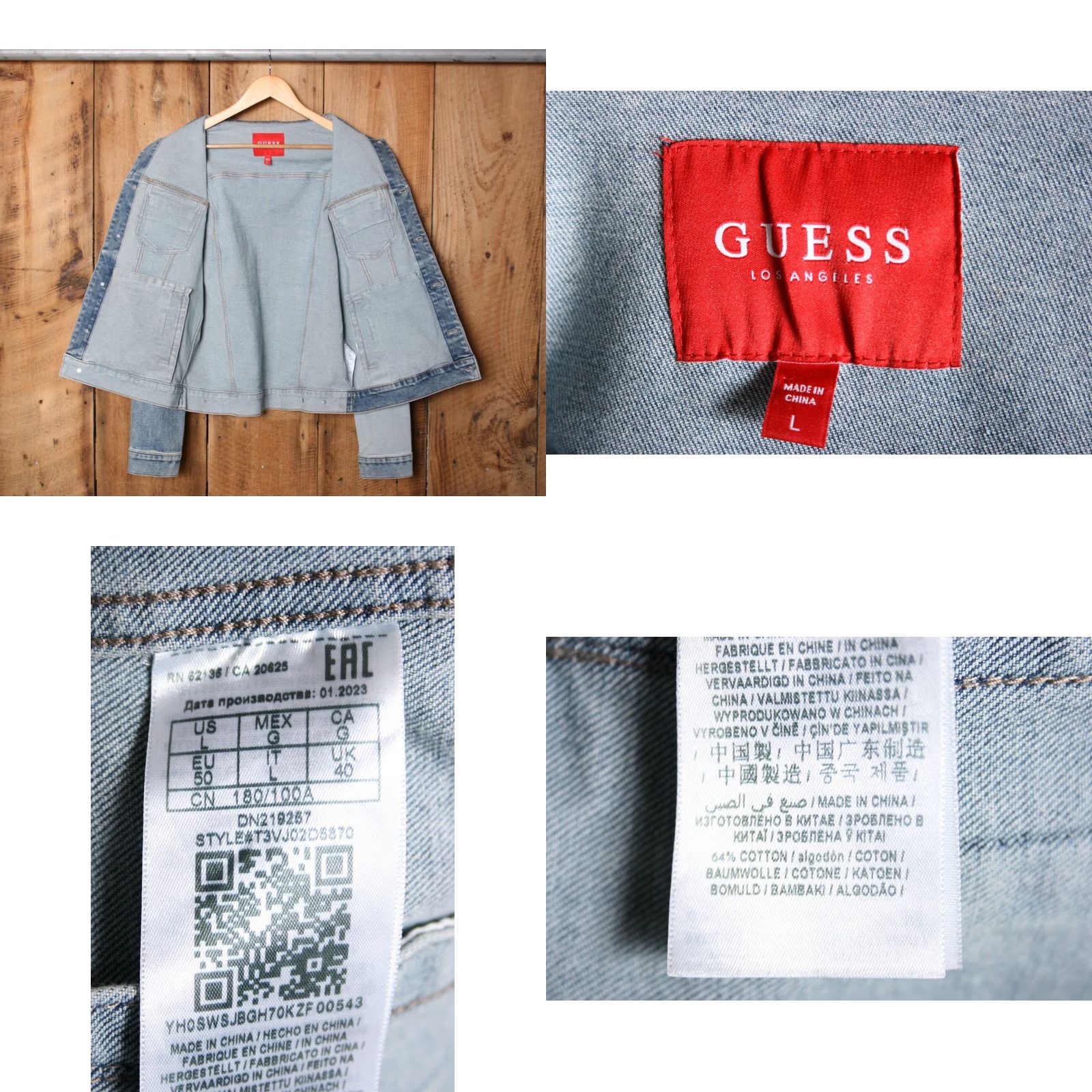 Guess GUESS Blue Two-Tone Stretch Denim Jean Jacket Men Sz L Jacket Jeans Blue Denim Shirt? Size US 33 - 8 Thumbnail