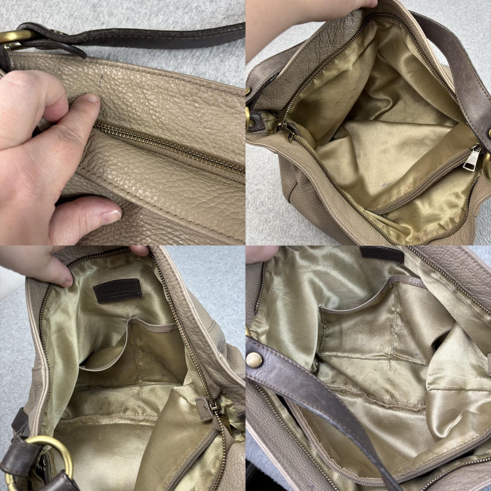 Vintage Sundance Leather Purse Women Large Taupe Slouchy Hobo Bag Zip Pockets Italy READ Size ONE SIZE - 8 Thumbnail