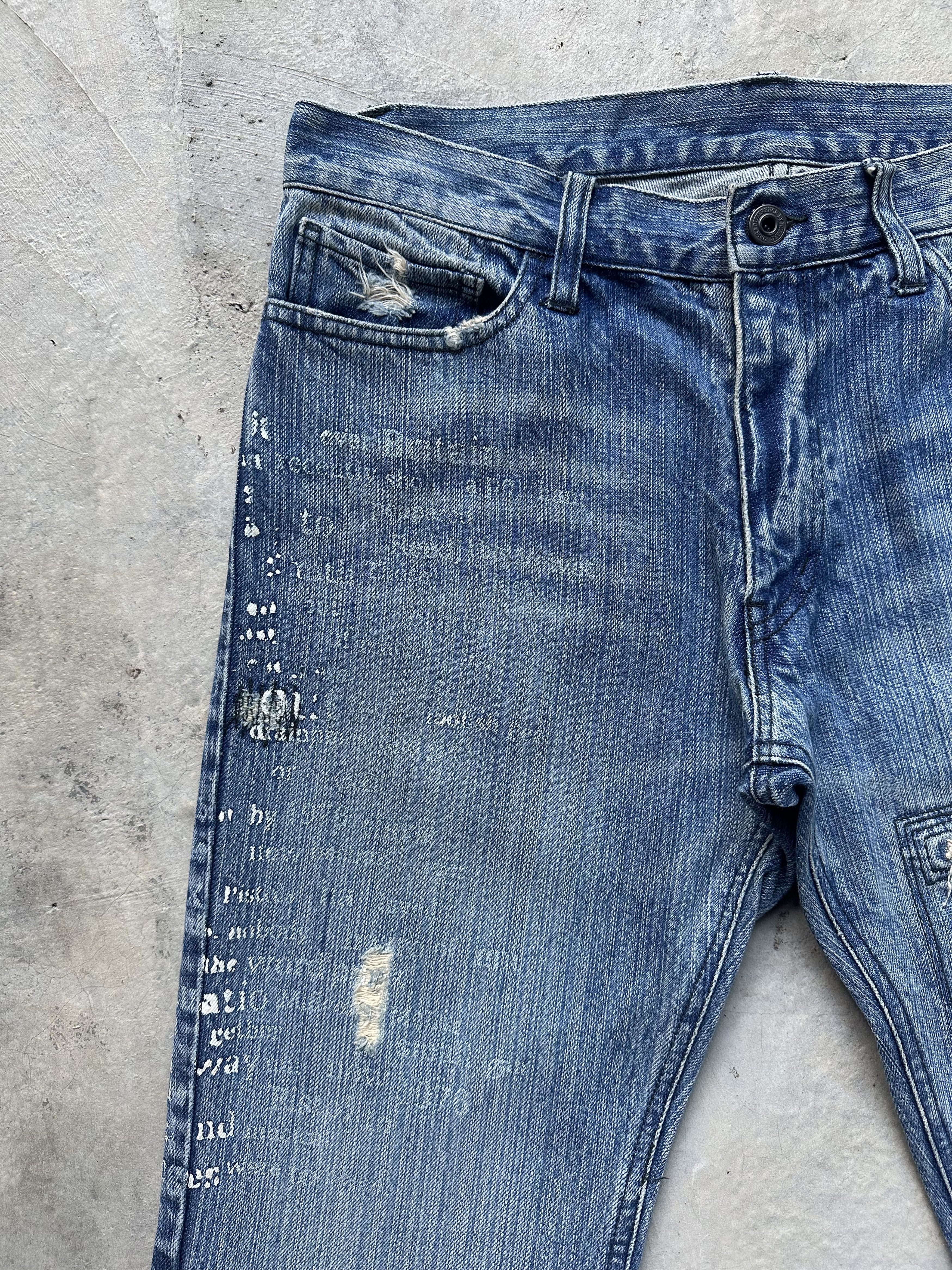 If Six Was Nine Differency by Rupert Edge Mud Paint Patchwork Denim Jeans Size US 30 / EU 46 - 6 Thumbnail