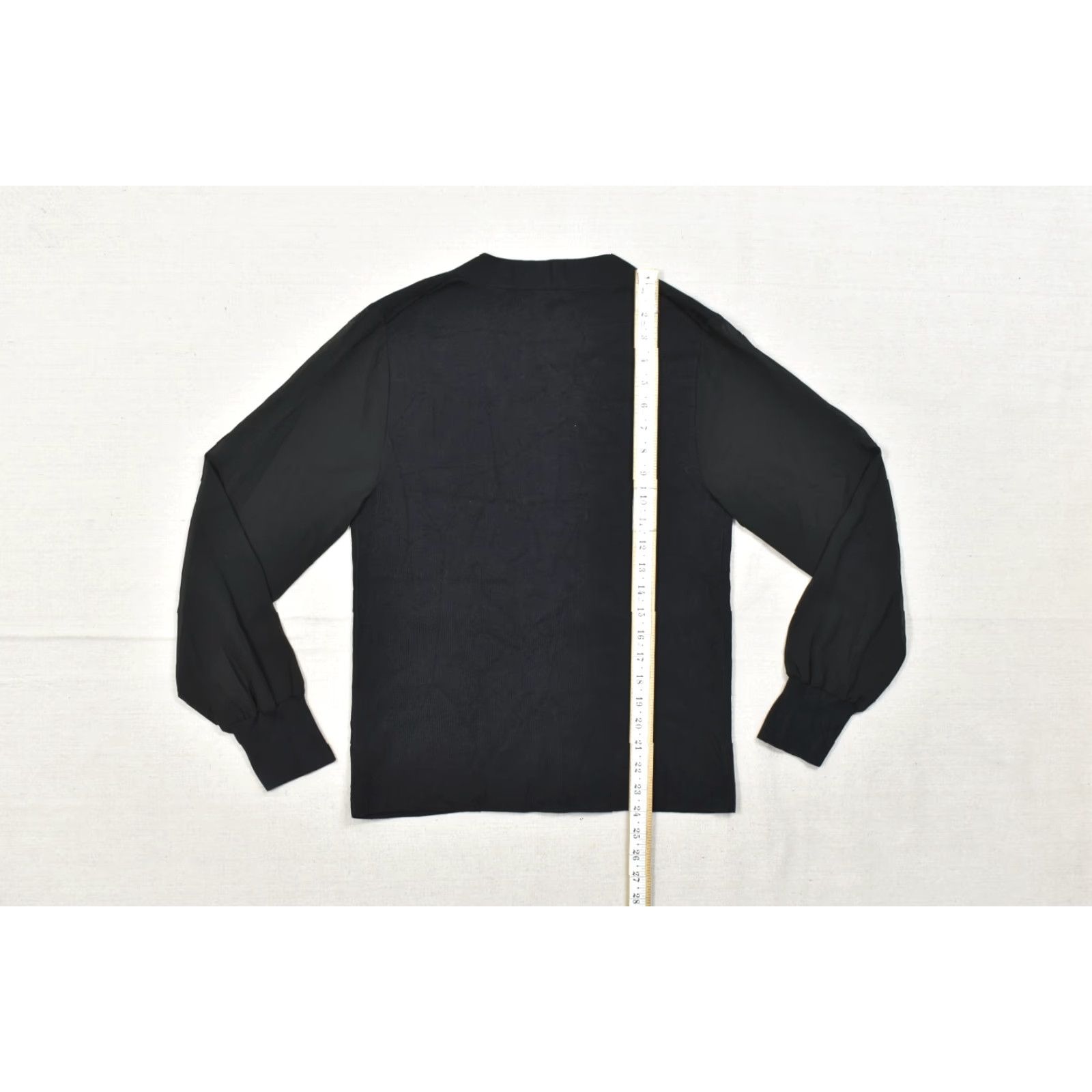 Talbots Talbots Women's M Black V-Neck Knit Sweater Pullover Long Sleeve Bishop Sheer Chiffon Casual Winter Fall Spring Knit Cotton Solid Size M / US 6-8 / IT 42-44 - 4 Thumbnail