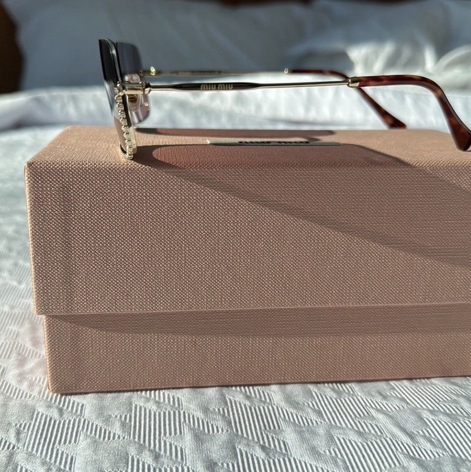 Miu Miu Miu Miu 55mm Rectangular Sunglasses Purple Gradient Lenses Size ONE SIZE - 14 Thumbnail