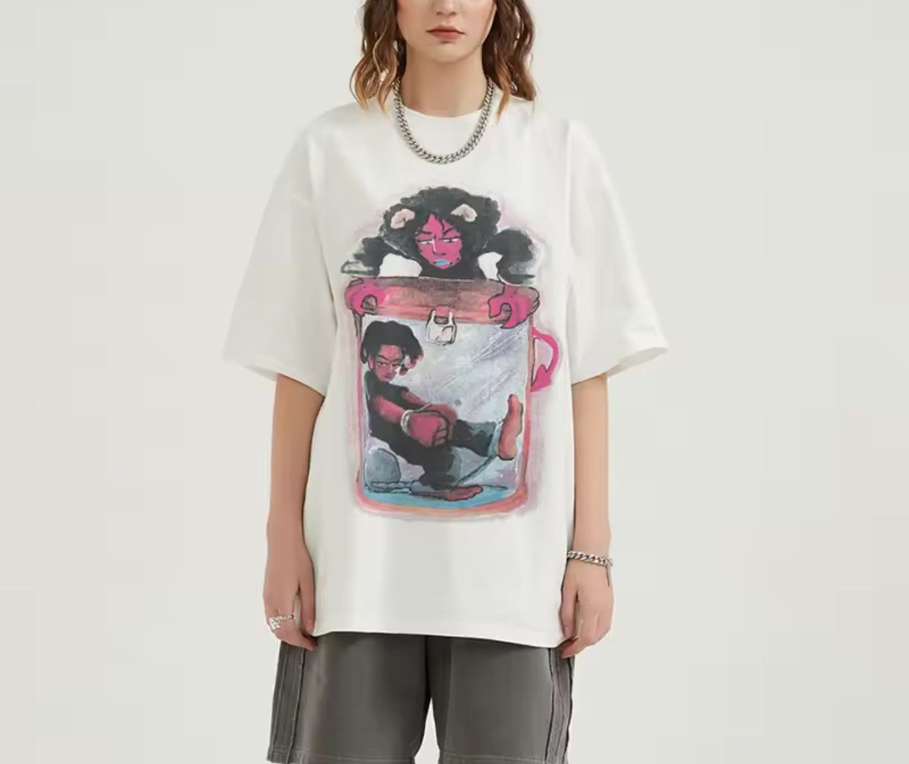 Other Punk Gothic Style Cream Graphic T Shirt Size US XL / EU 56 / 4 - 3 Thumbnail