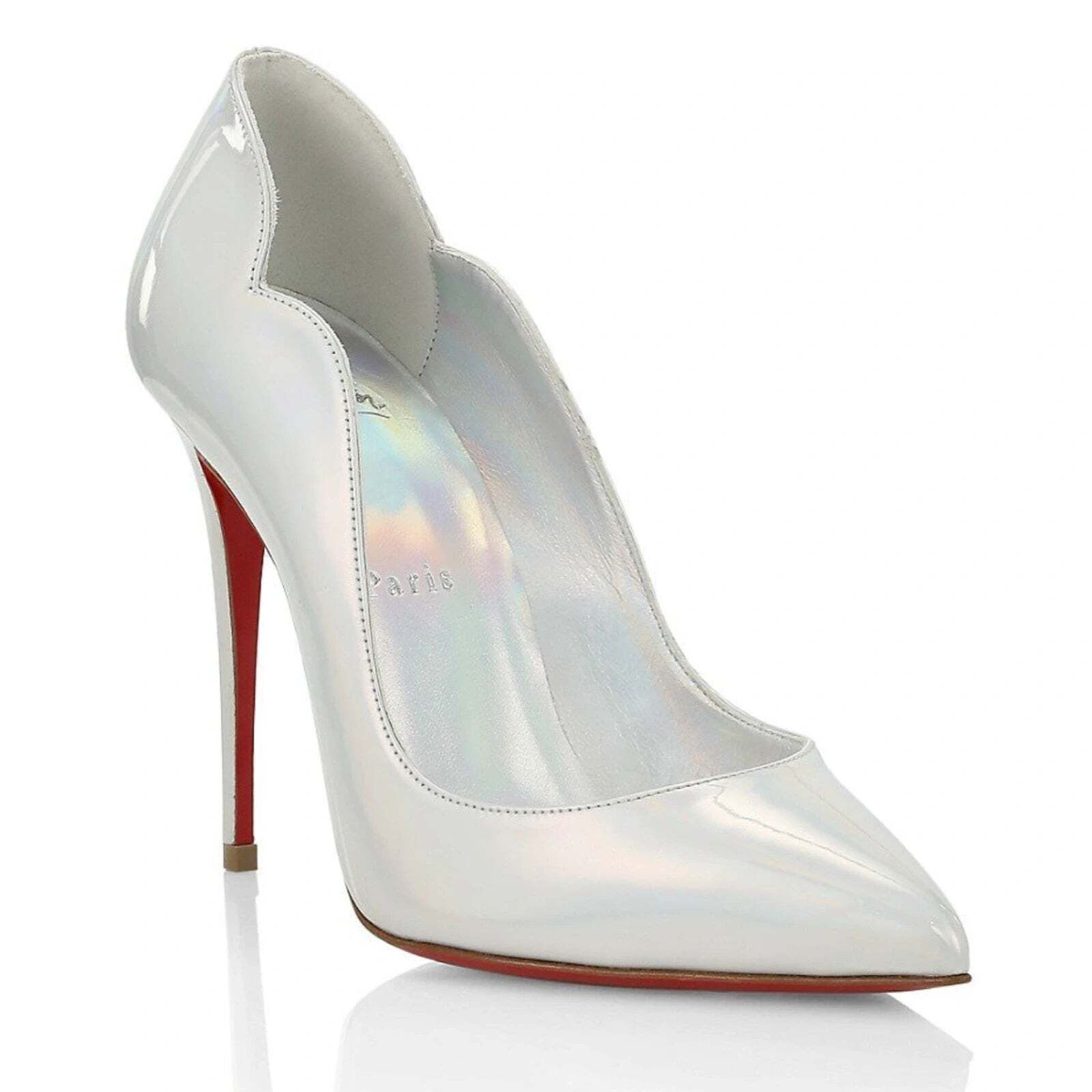 Christian Louboutin Hot Chick 100 Bianco White Patent Psychic AB Heel Pump 35.5 Size US 5.5 / IT 35.5 - 3 Thumbnail