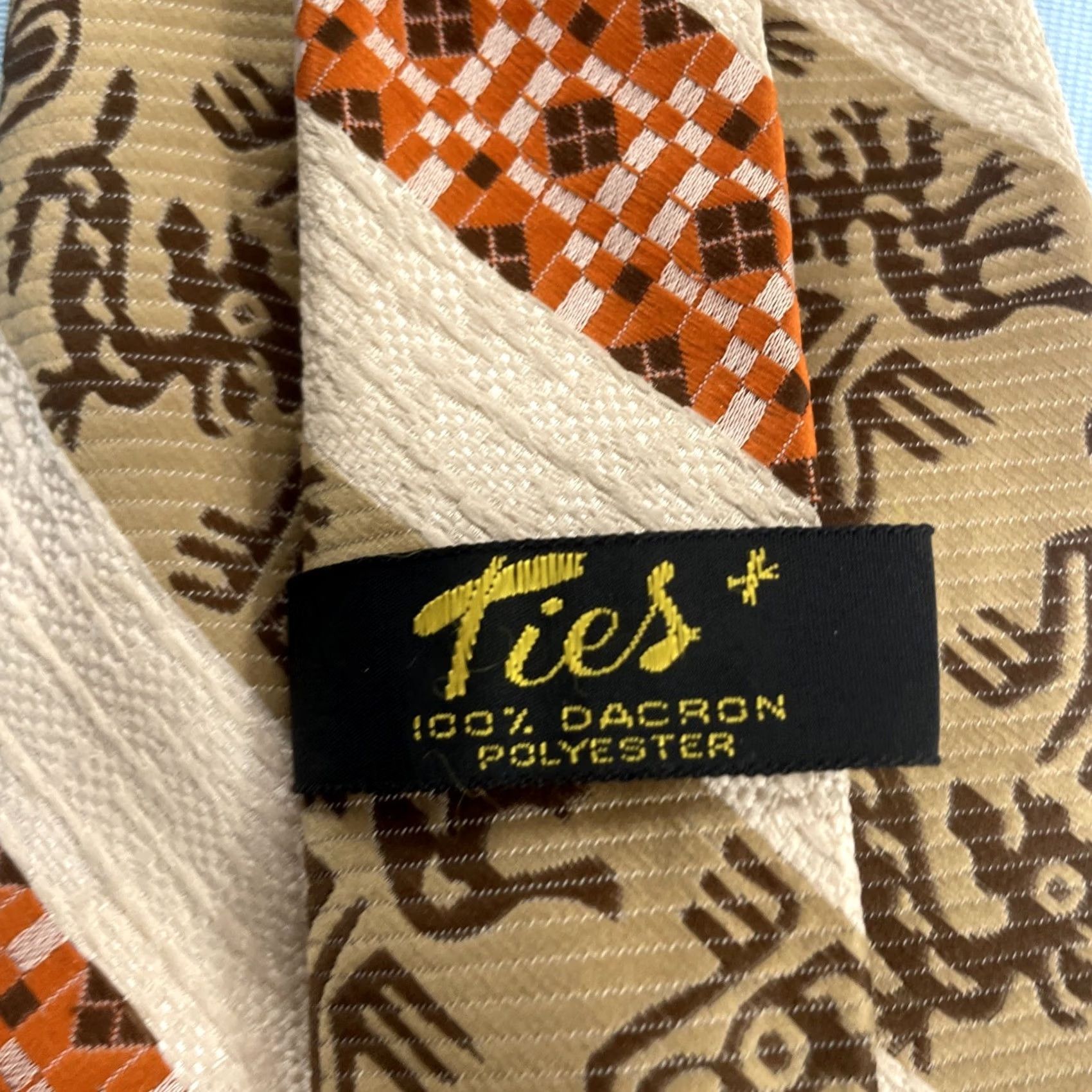 Vintage VINTAGE Necktie Ties+ Dacron ExtraWide Kipper 4.5" Tribe Brown Orange TieTac Men Tie Size ONE SIZE - 7 Thumbnail