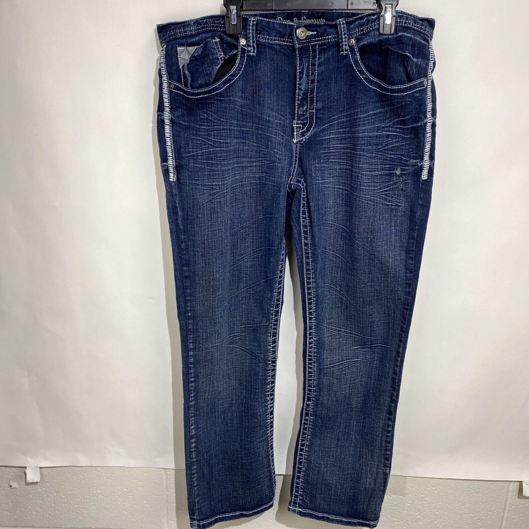 Vintage AXEL CROWN Jeans Slim Fit 36x30 Blue Distressed Thick Stitch Denim Zip 5-Pocket Men Regular Slim Men Size US 36 / EU 52 - 2 Thumbnail