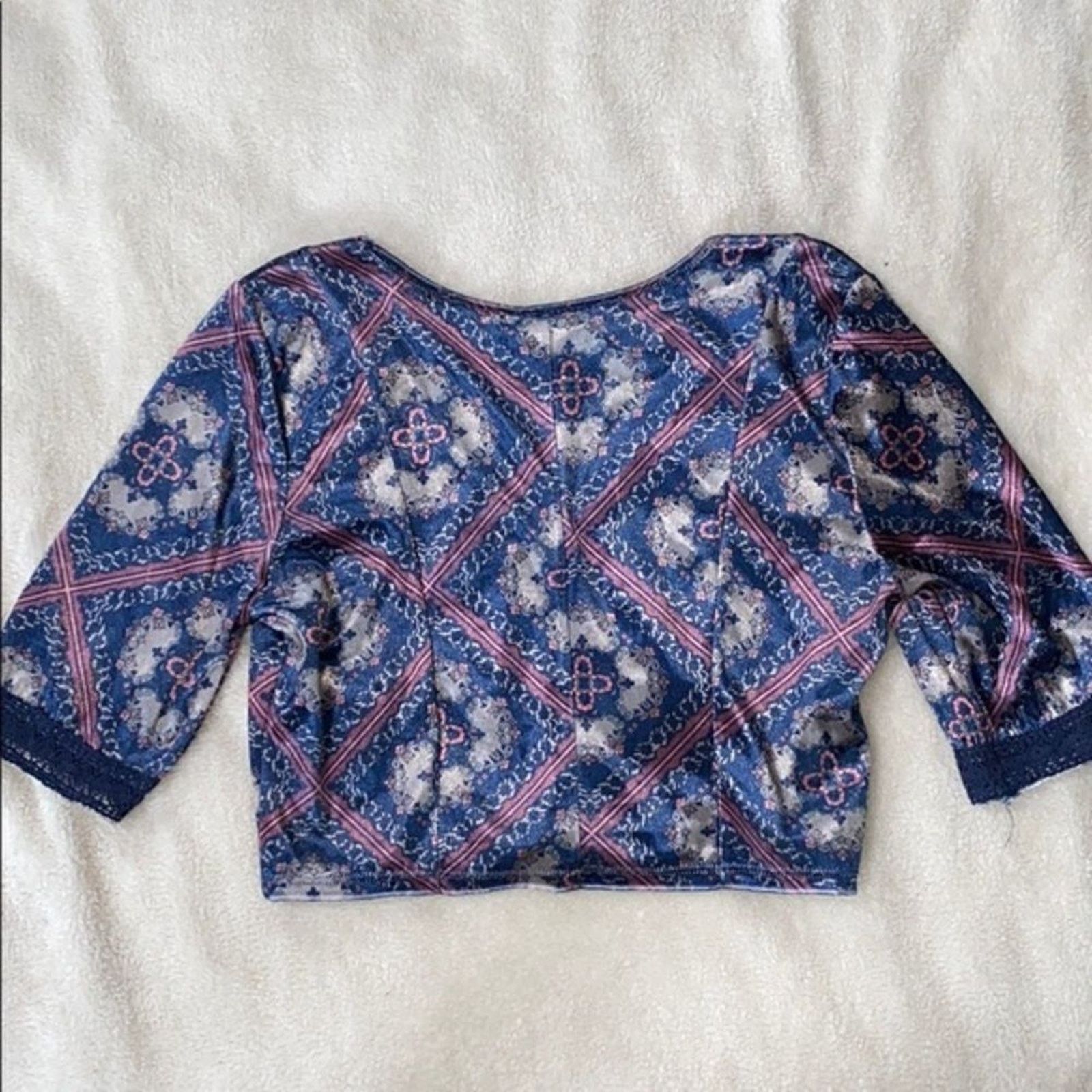Other Band of Gypsies Velvet Paisley V-Neck Crop Top | Sz M Size M / US 6-8 / IT 42-44 - 5 Thumbnail