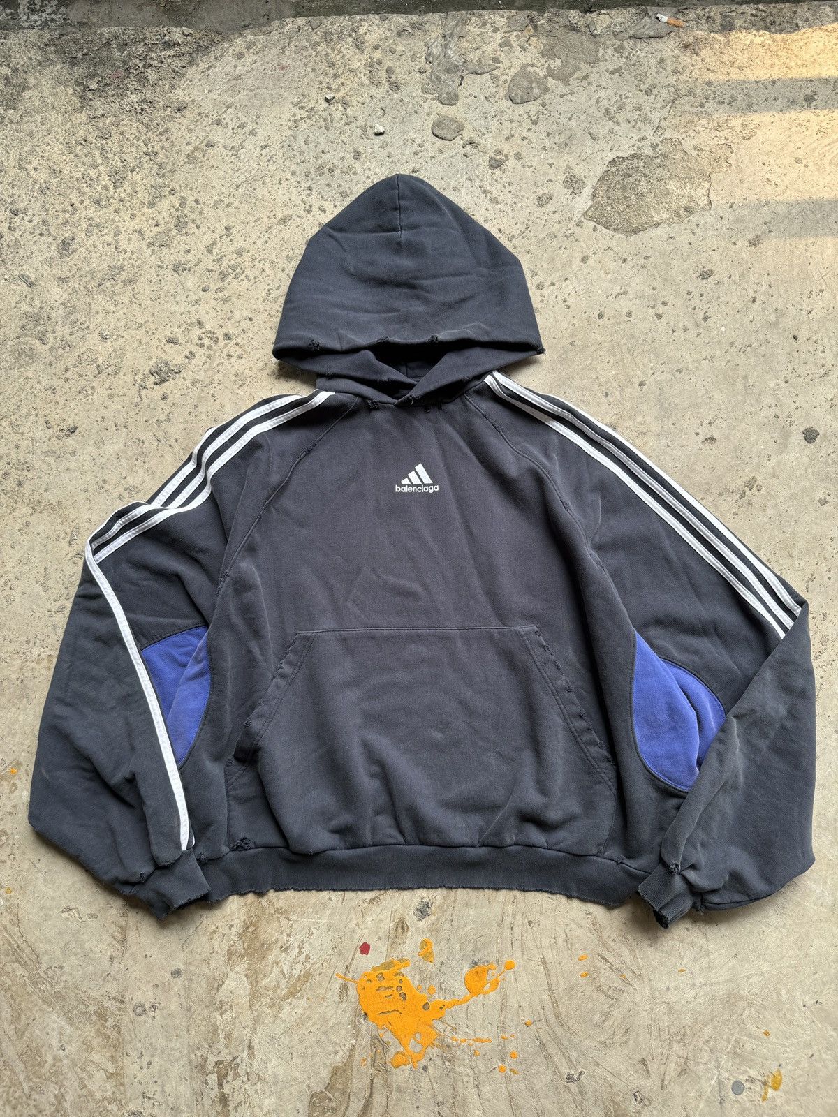 Image of Iteration Blue Faded Balenciaga X Adidas Demna Hoodie, Men's (Size Medium)