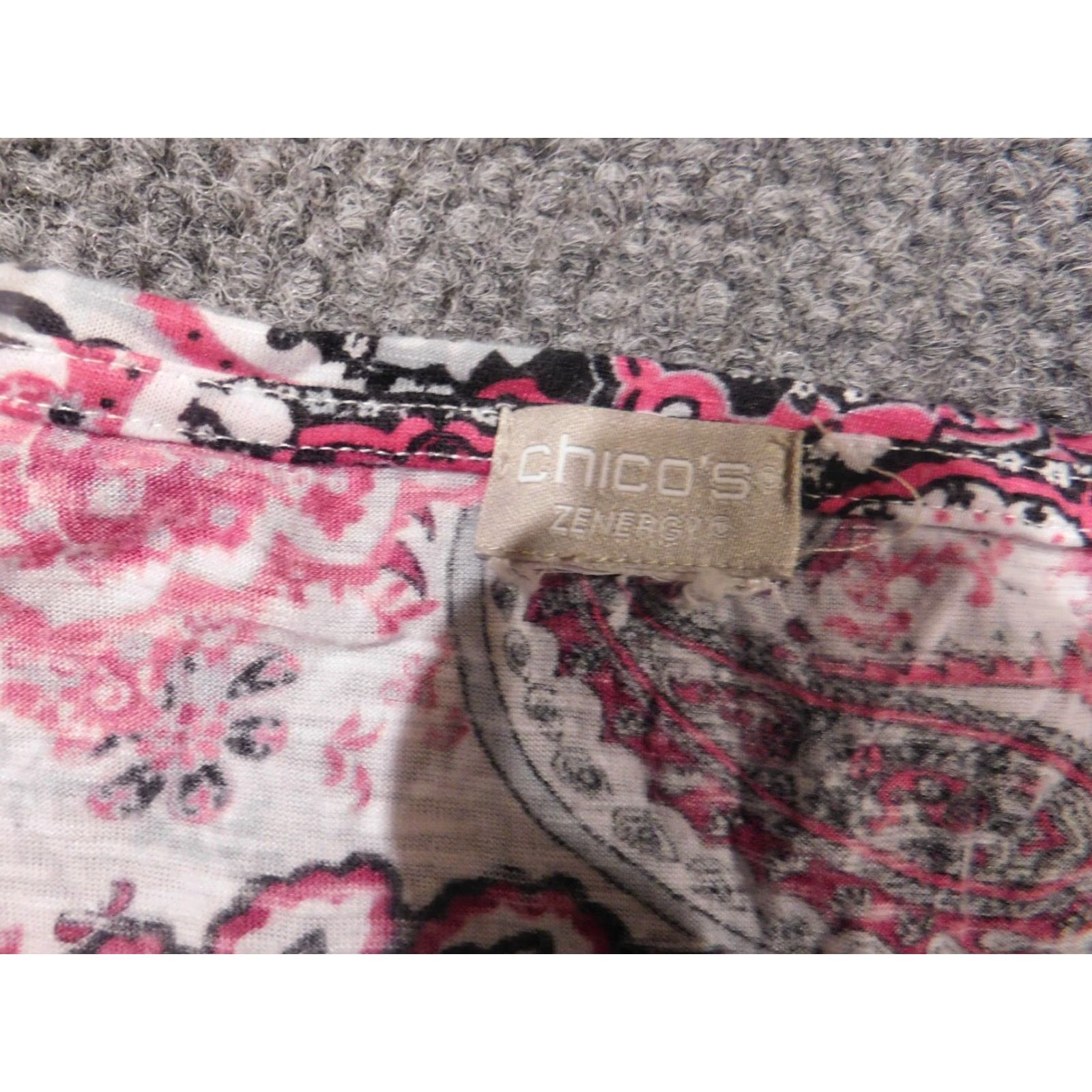 Vintage Chico's Blouse Shirt L Women Red Floral Crew Neck Pullover Cotton Modal Long Sleeve Button Breathable Casual Classic Size L / US 10 / IT 46 - 5 Thumbnail