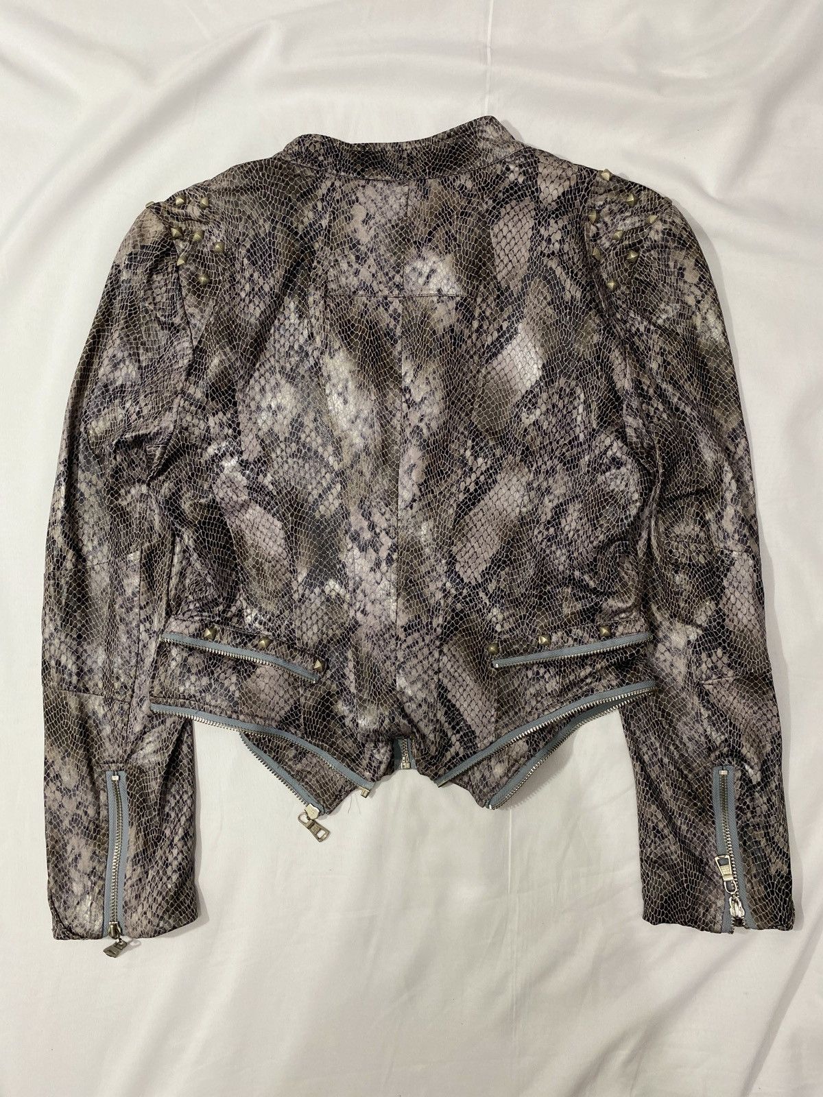 Yasuyuki Ishii Shalang Studed Punk Snake Skin Vkei Leather Jacket Size US S / EU 44-46 / 1 - 5 Thumbnail