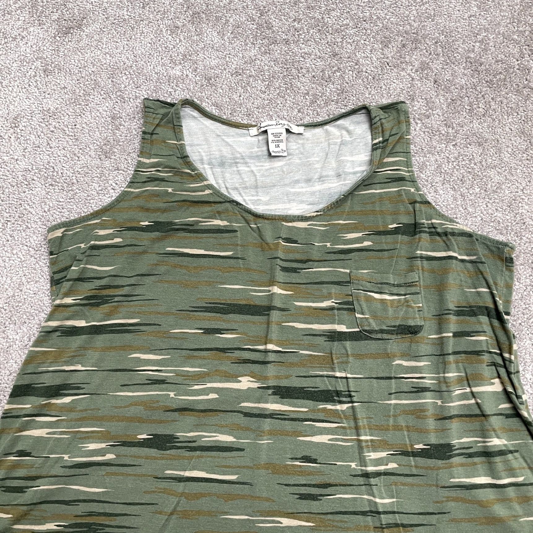Vintage American Rag Cie Tank Womens 1X Green Camouflage Sleeveless Casual Outdoor Size XL / US 12-14 / IT 48-50 - 3 Thumbnail