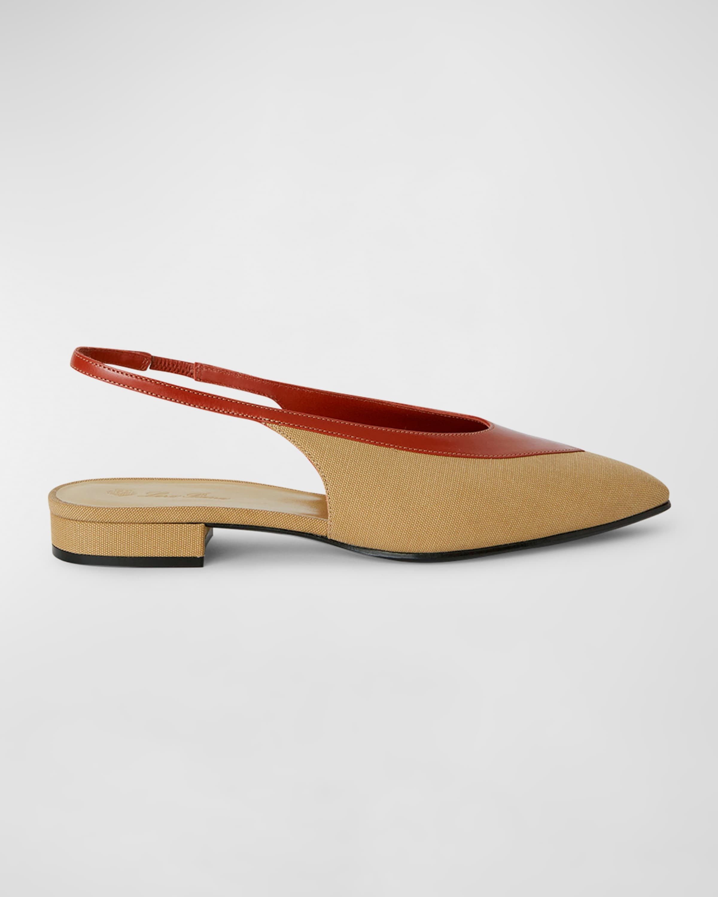 o1srvl11e0725 Rebecca Bicolor Slingback Flats Beige/Red