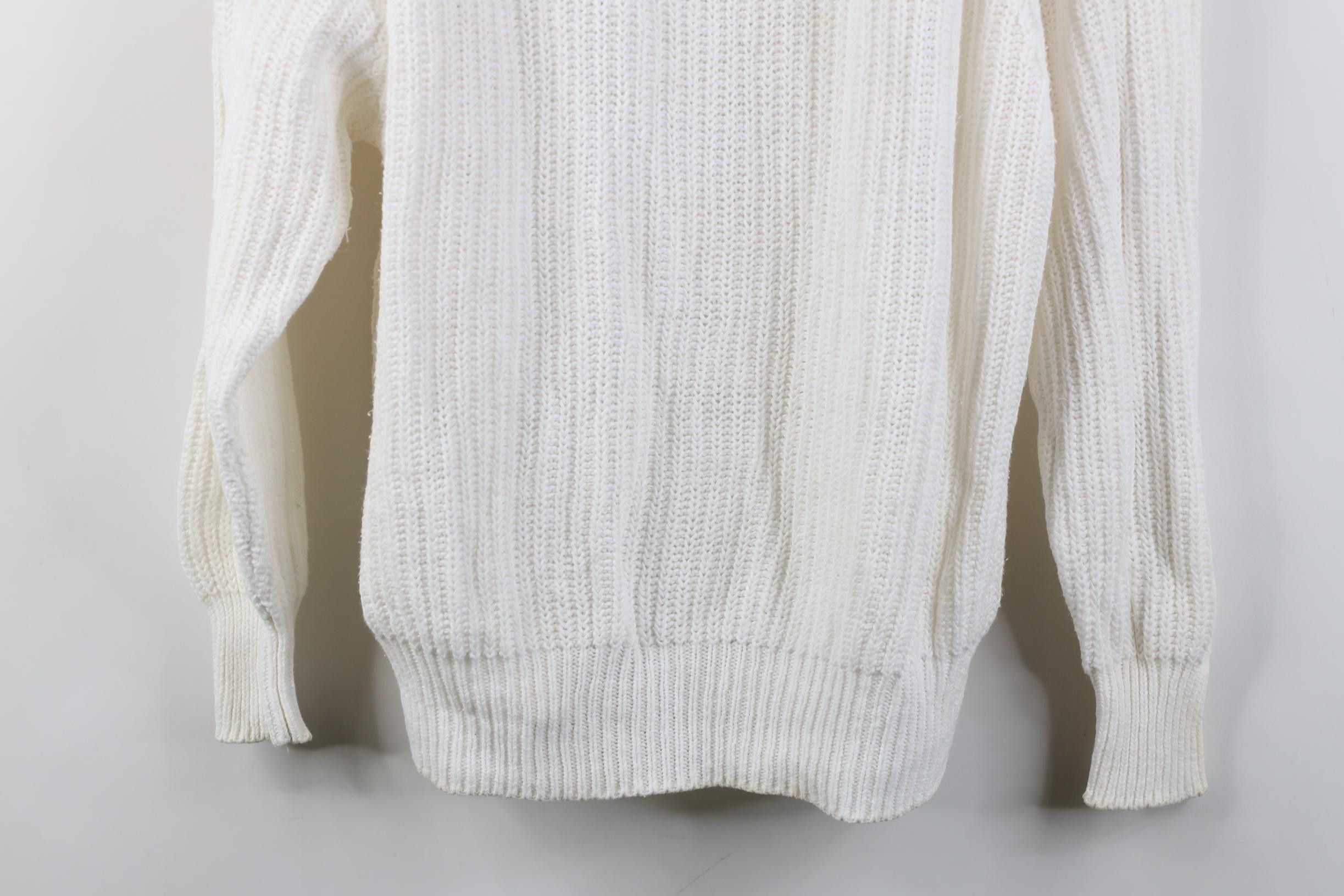 Vintage Vintage 90s Streetwear Chunky Ribbed Crewneck Sweater White Size L / US 10 / IT 46 - 3 Thumbnail