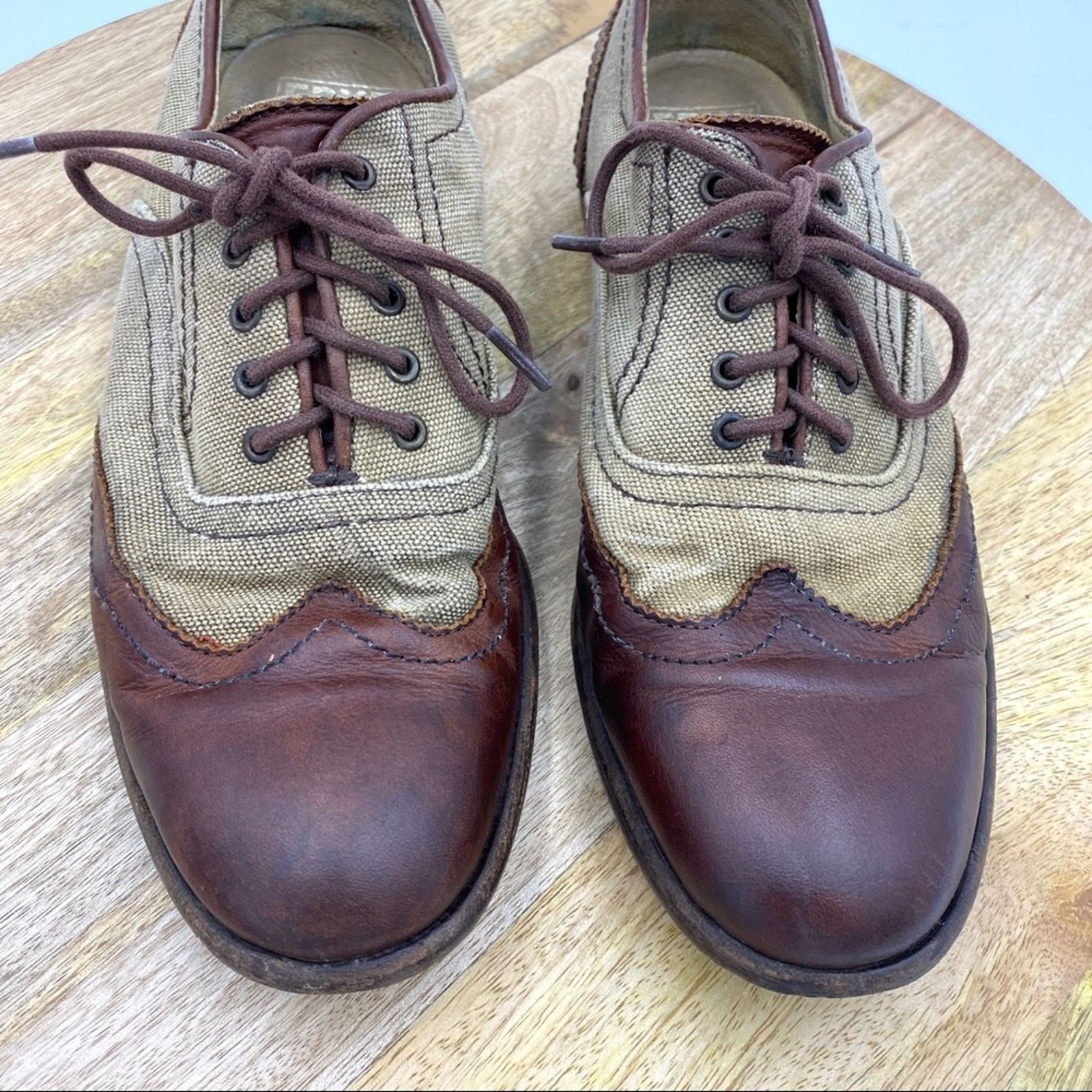 Frye Frye Harvey Canvas Oxfords Leather Wing Tips Size US 8 / EU 41 - 3 Thumbnail