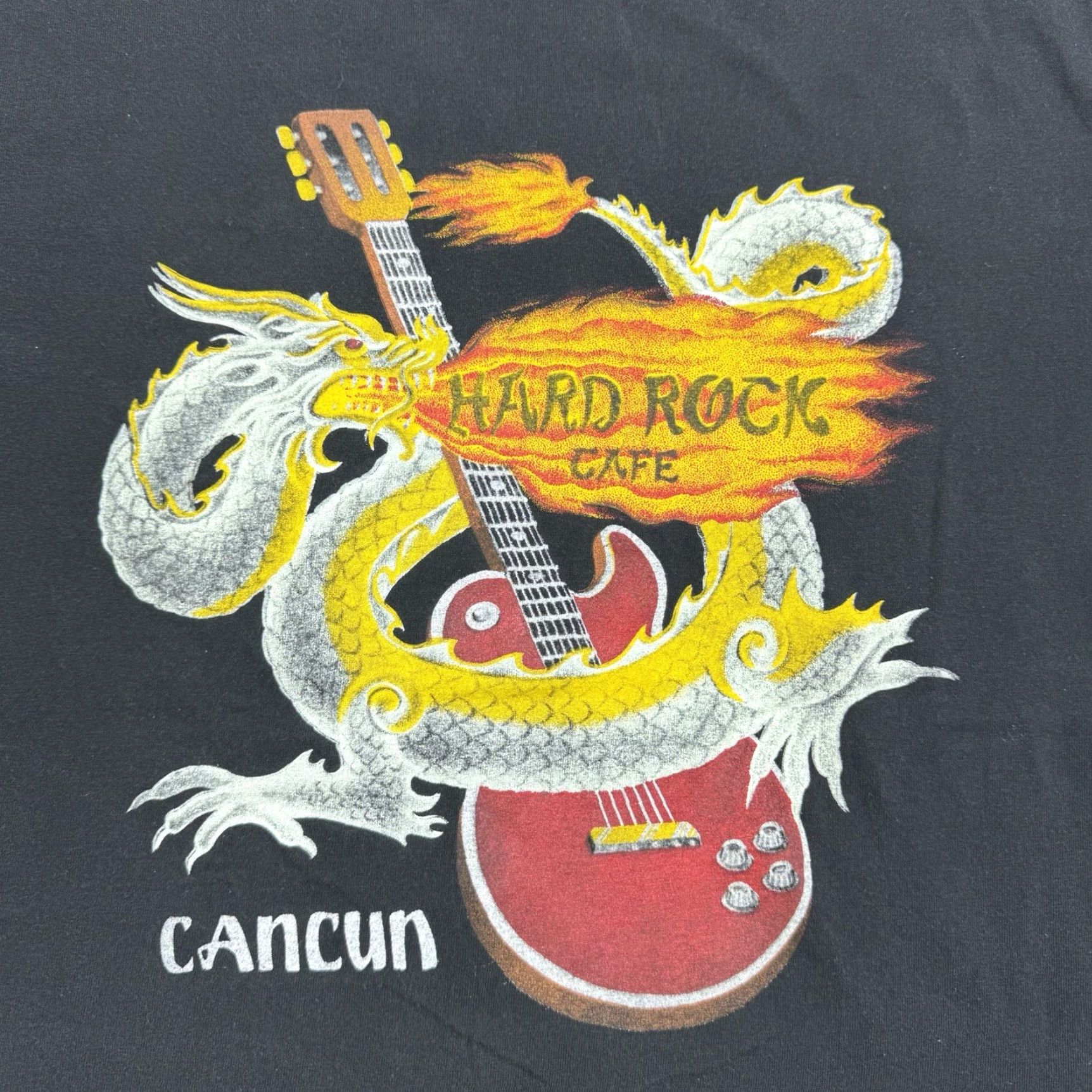 Hard Rock Cafe VINTAGE Hard Rock Cafe Cancun T Shirt Adult Large Dragon Guitar Flames 90s Y2K Mens Size US L / EU 52-54 / 3 - 2 Thumbnail