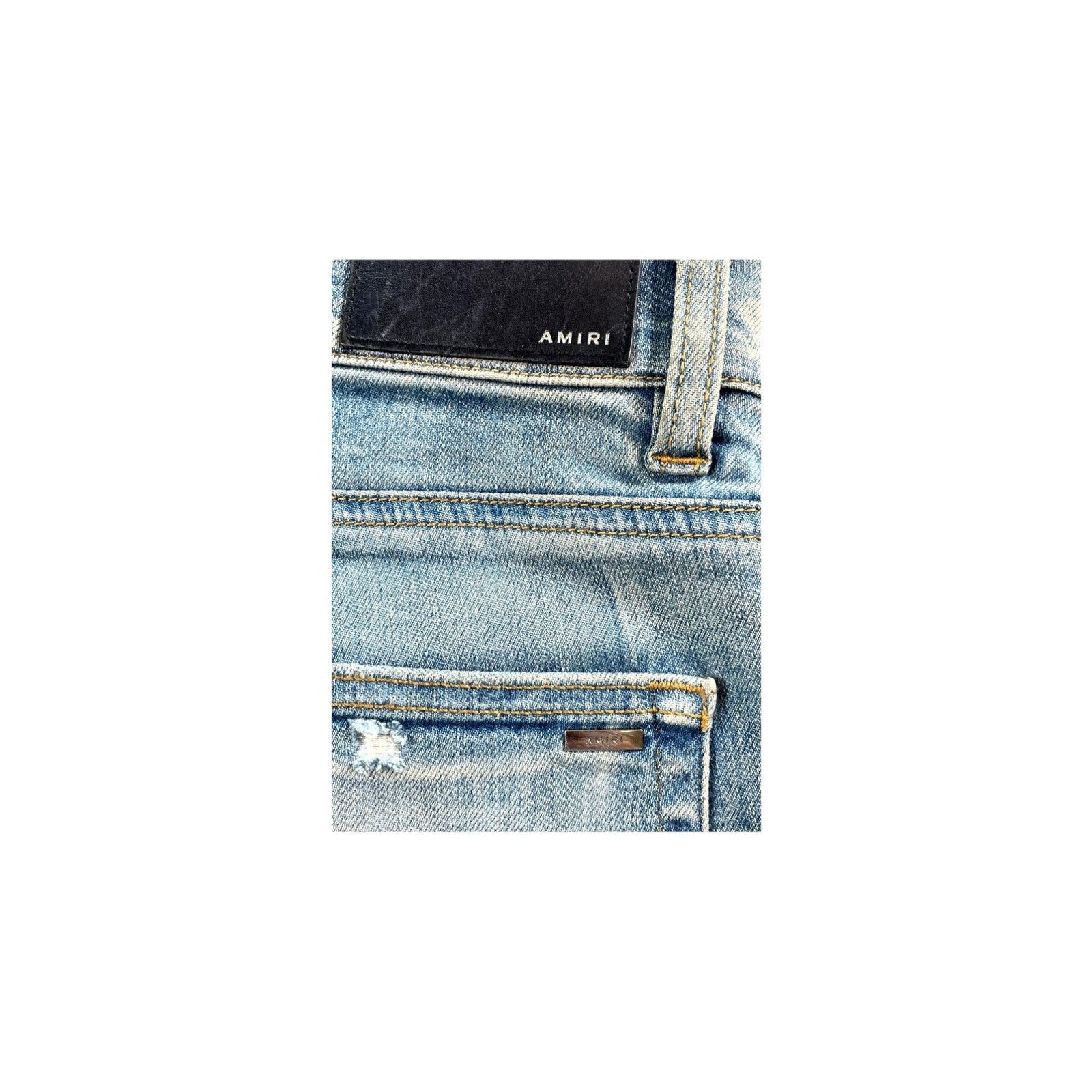 Amiri Amiri Quilted Patch Light Wash Jeans Size US 32 / EU 48 - 6 Thumbnail