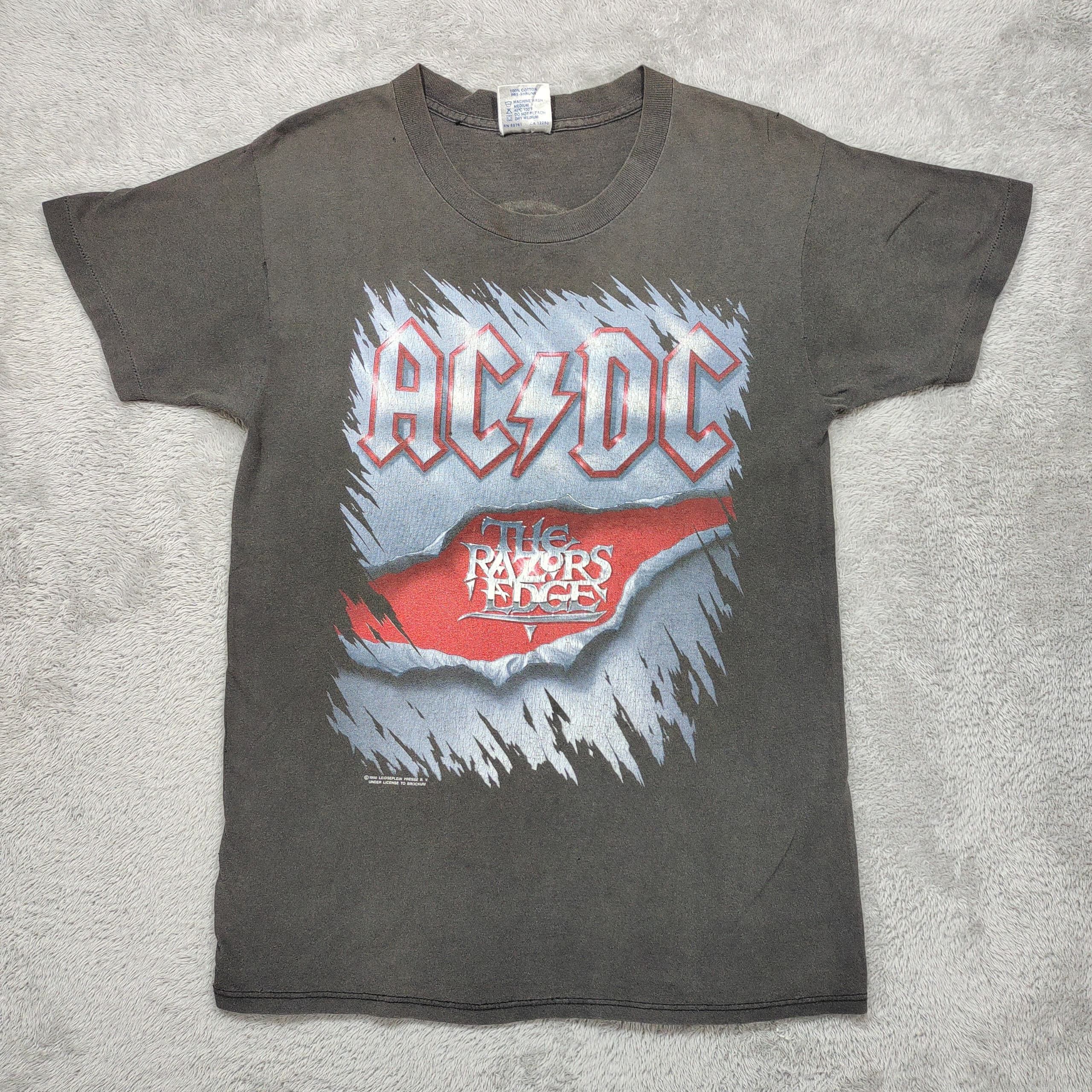 Band Tees VINTAGE DISTRESSED BROCKUM 1990 ACDC THE RAZORS EDGE T SHIRT Size US S / EU 44-46 / 1 - 1 Thumbnail