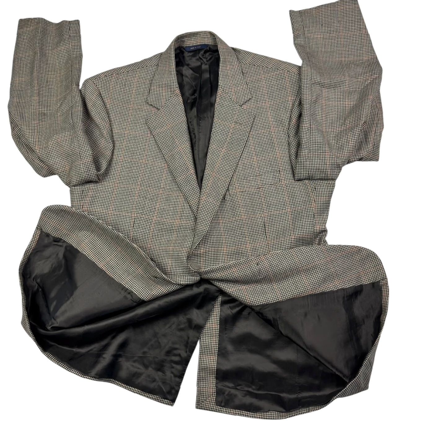 Brooks Brothers Brooks Brothers Blazer Men's 100% Wool Black Red Houndstooth Plaid Italy 43R 2-Button Front Notch Lapel Regular Vintage No N/A Size 46R - 3 Thumbnail