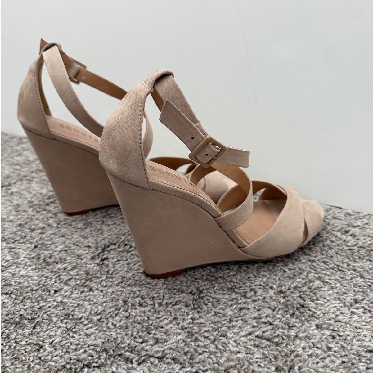SCHUTZ Schutz Wedge Strappy Sandals Beige Nubuck Size 8 Size US 8 / IT 38 - 8 Thumbnail