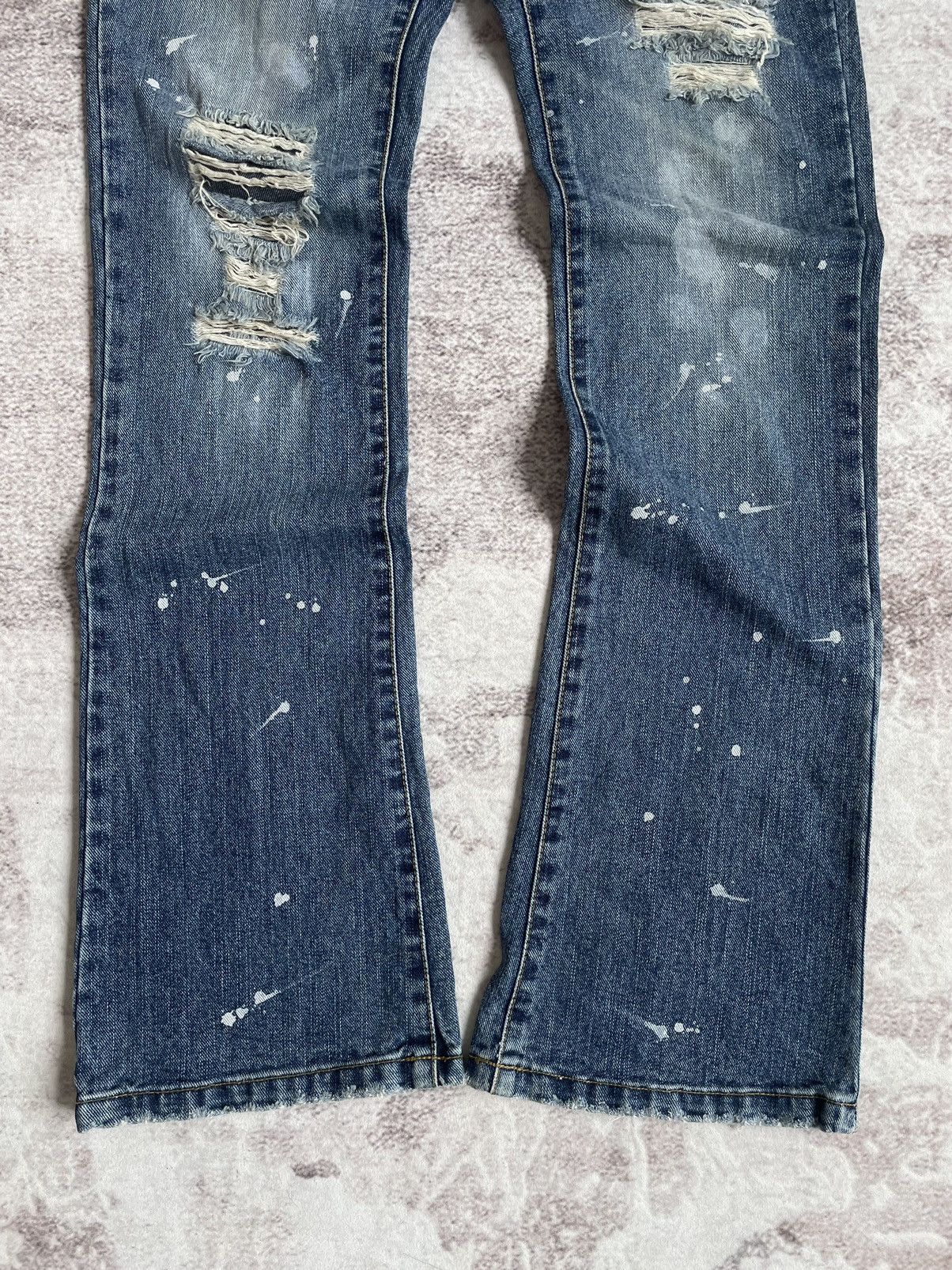 Japanese Brand Vintage Y2K Vence Thrashed Flare Denim Pants Size US 30 / EU 46 - 6 Thumbnail