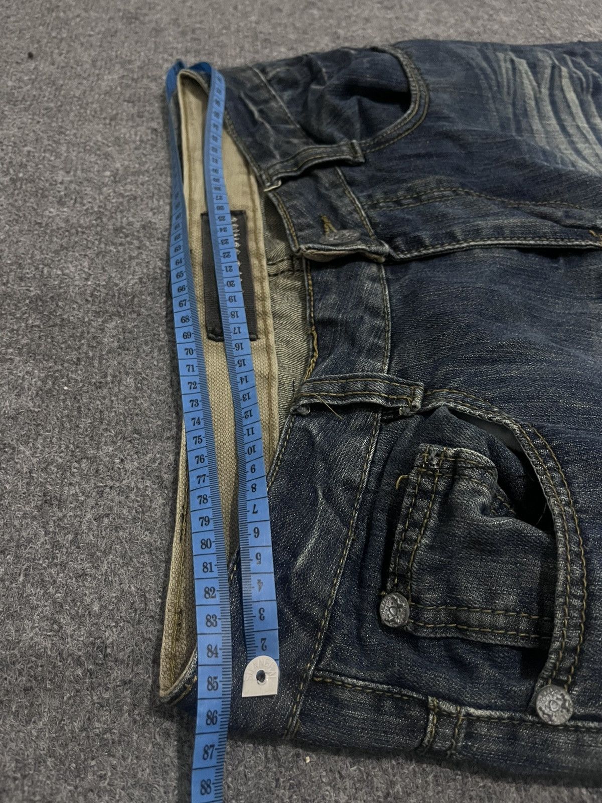Isamu Katayama Backlash Vintage Y2K Biker Jeans", "Distressed Faded Denim" Size US 32 / EU 48 - 19 Thumbnail