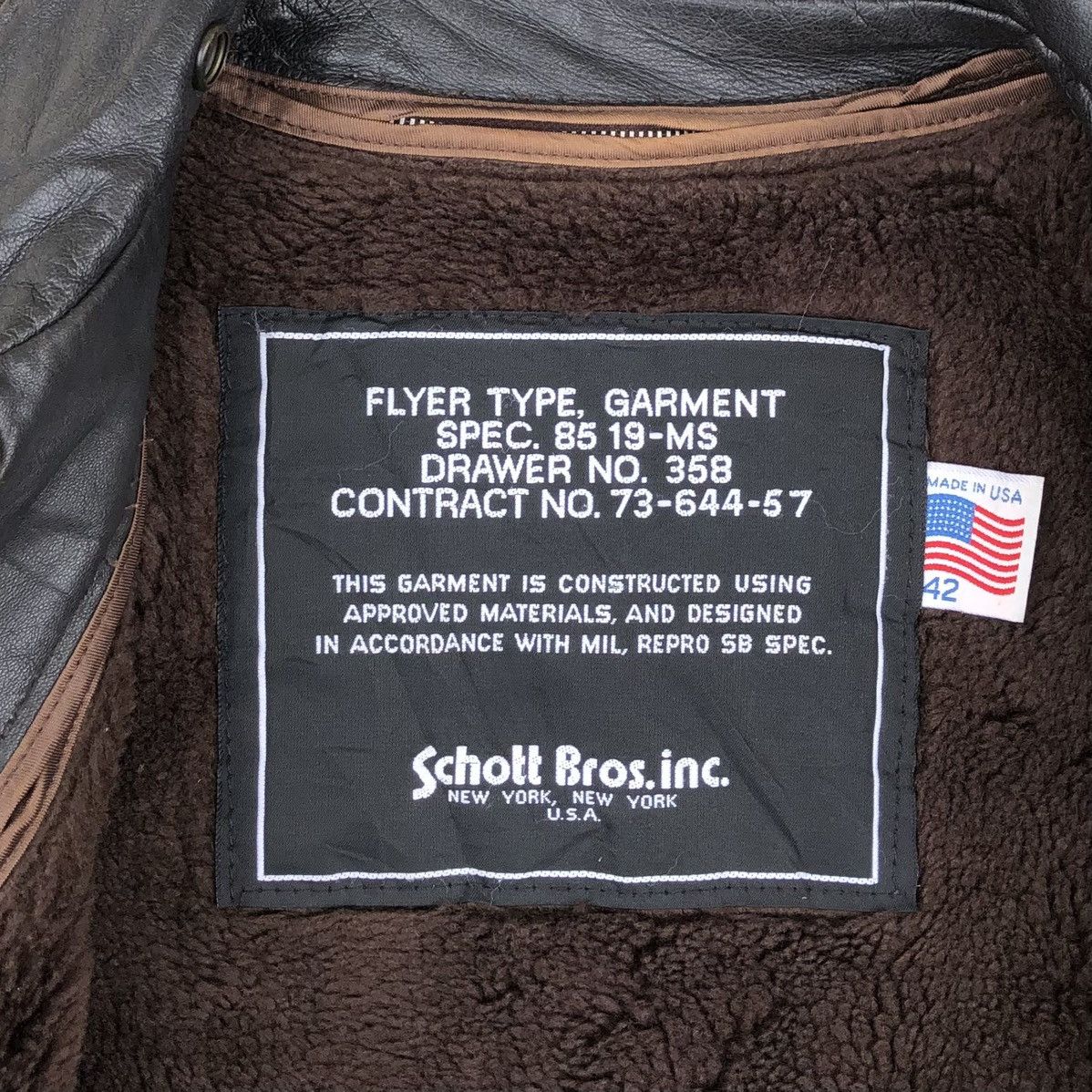 Schott VTG Schott Bros Leather Bomber flight Jacket Type 85 19-MS Size US M / EU 48-50 / 2 - 22 Thumbnail