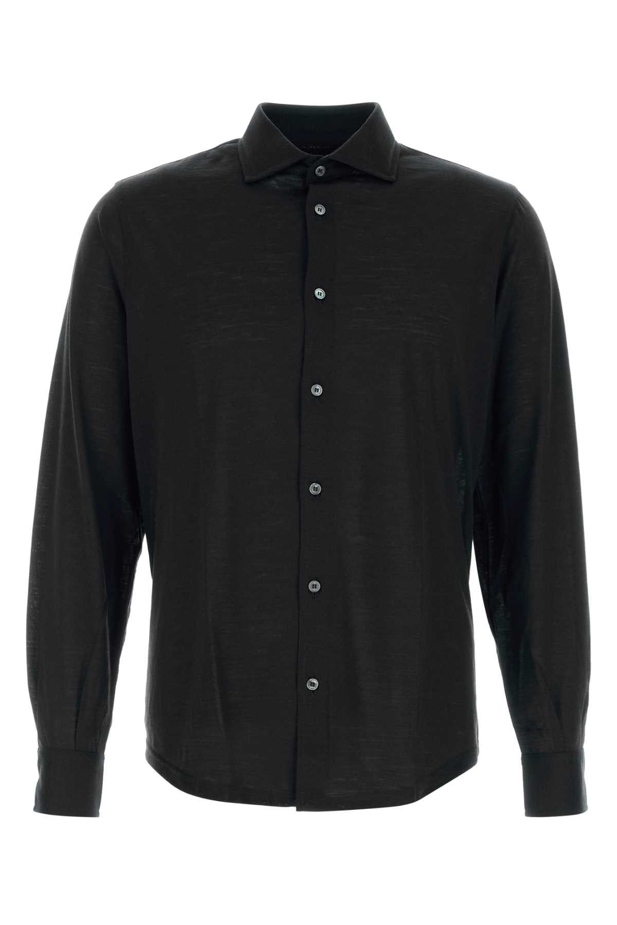 Fedeli Black Wool Shirt Size US XL / EU 56 / 4 - 1 Thumbnail