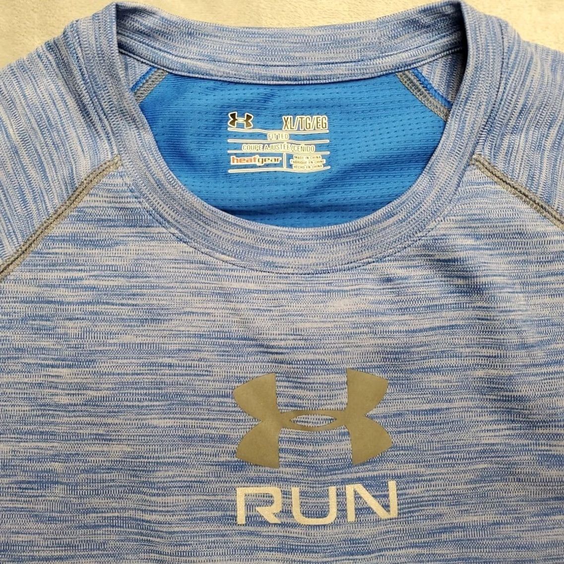 Under Armour Under Armour HeatGear Shirt Mens XL Blue Short Sleeve Running Athletic Pullover Crew Neck Moisture Wicking Breathable Lightweight Size US XL / EU 56 / 4 - 2 Thumbnail
