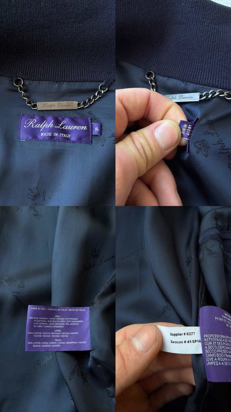 Ralph Lauren Purple Label Ralph Lauren Purple Label Navy Goat Skin Suede Flight Jacket Size US XL / EU 56 / 4 - 10 Thumbnail
